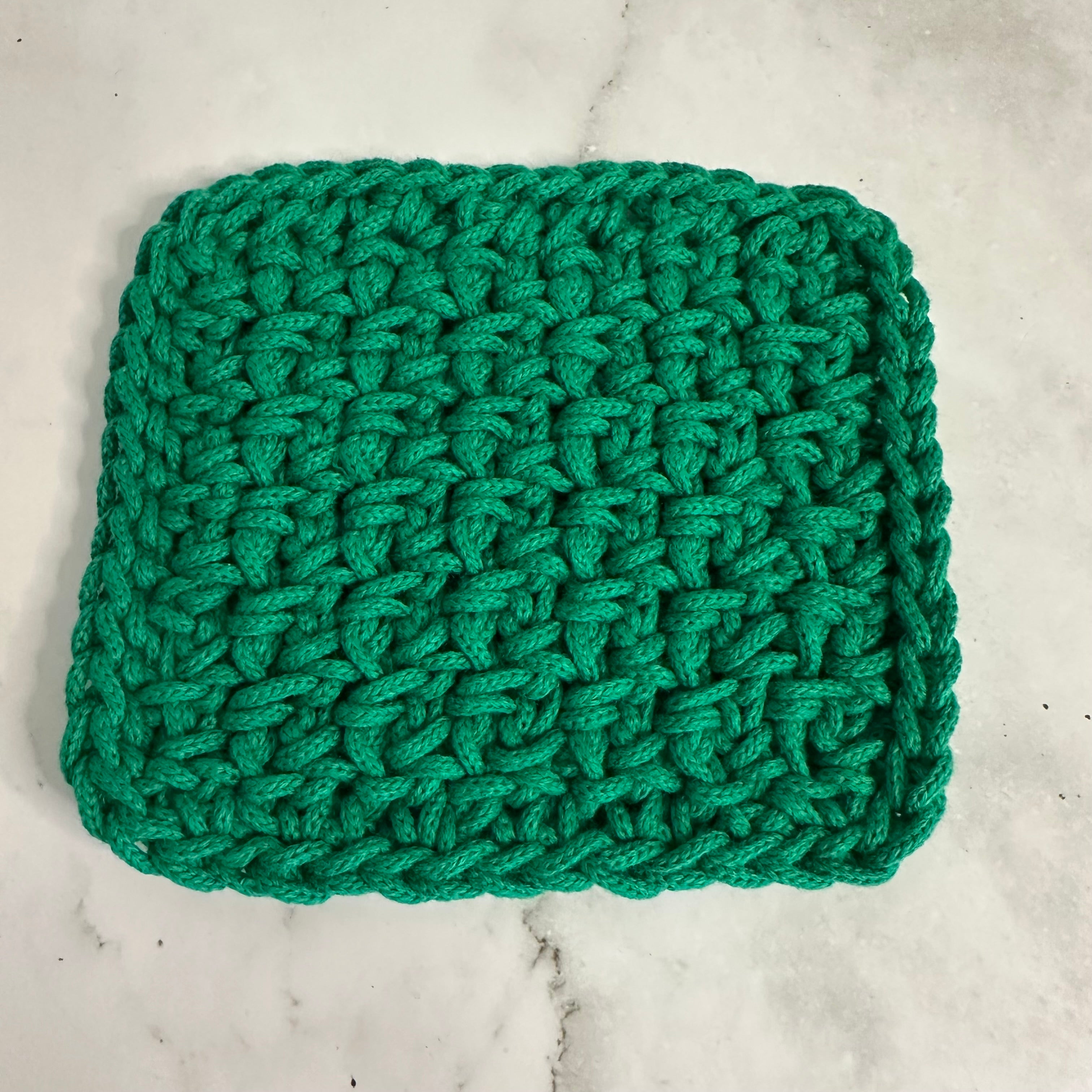 Handmade Emerald Green Braided Yarn Crocheted Coasters