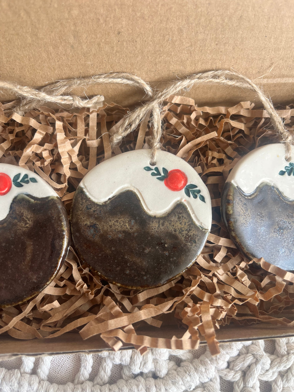 Christmas Pudding Ornaments - Set of 3