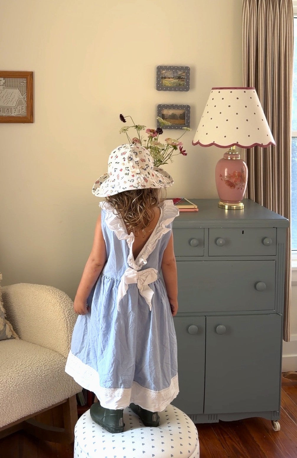 Kids Wide Brim Cotton Summer Sun Hat, Alice Summer Sun Hat