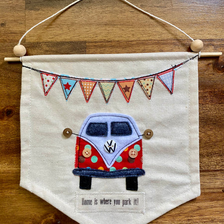 Kombi Banner - Home is where you park it! Red