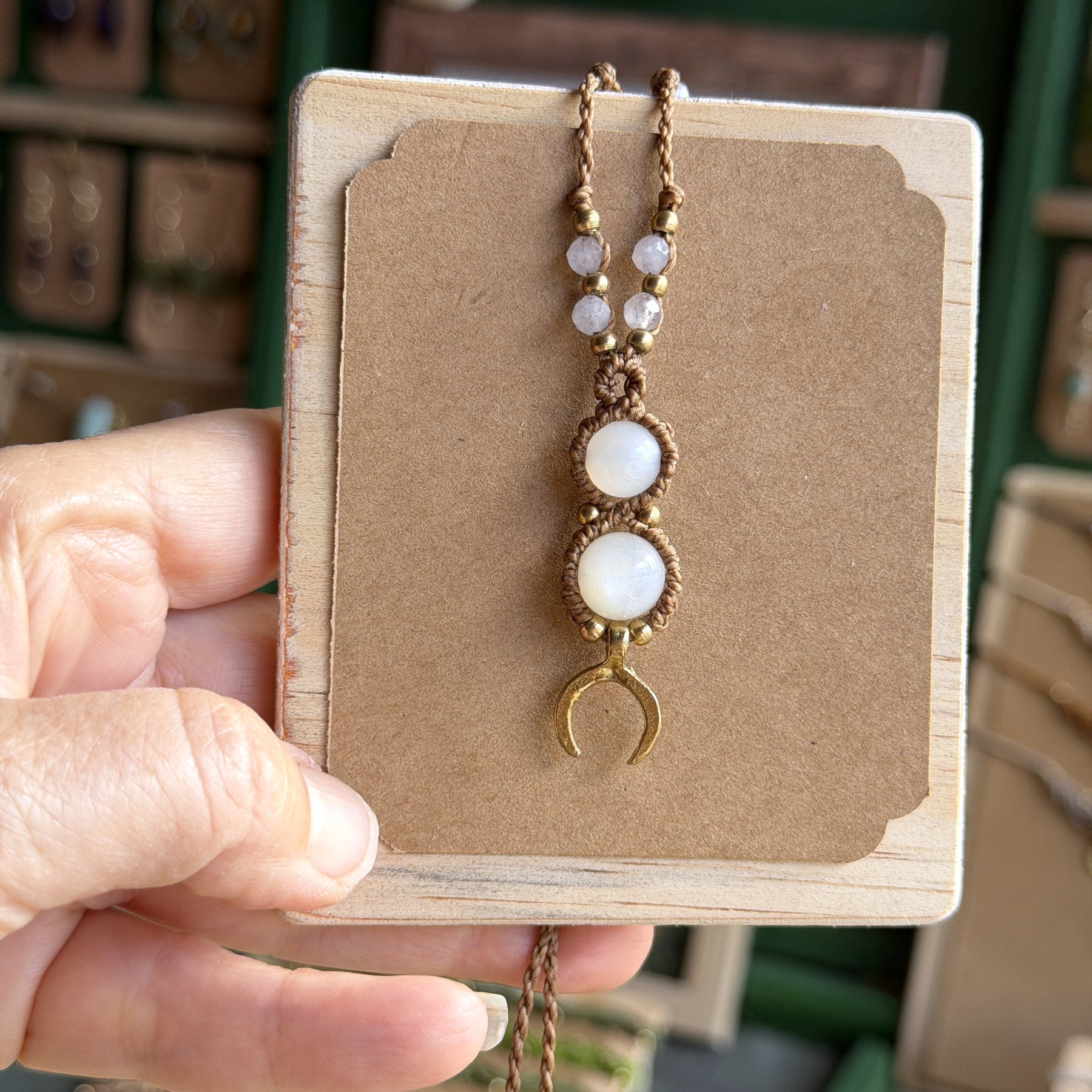 Micro Macrame Boho Double Bead Necklace