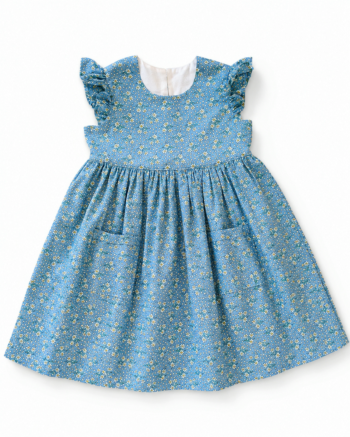 Blue Daisy Flutter Sleeve Handmade