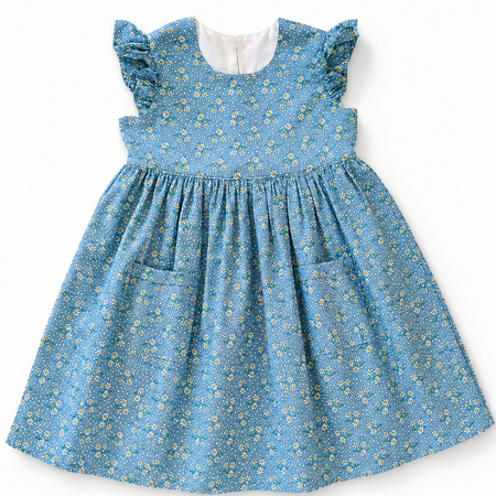 Blue Daisy Flutter Sleeve Handmade