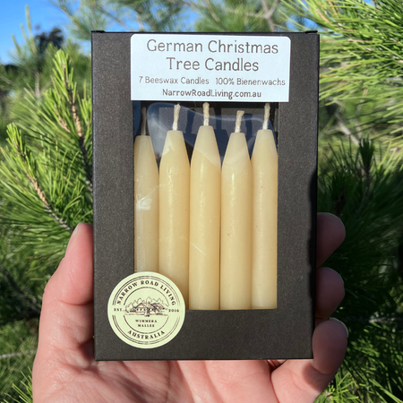 German Christmas Tree Candles - Set of 7 Mini Beeswax Taper Candles