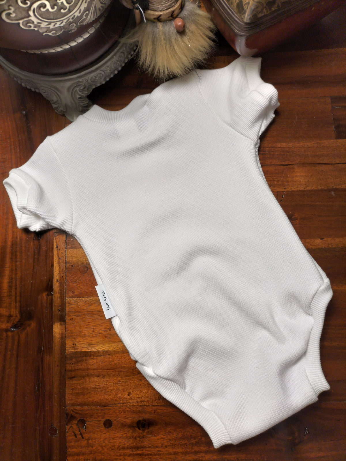 White Waffle Knit Romper Suit with Bird