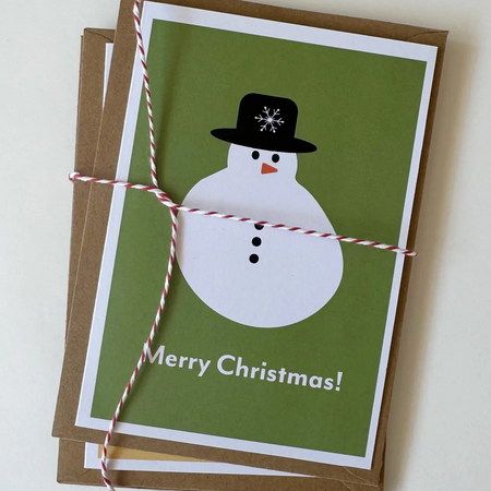 Set of 4 - Happy Snowpeople! - Cheerful Greetings, printed on bright white, recycled card.