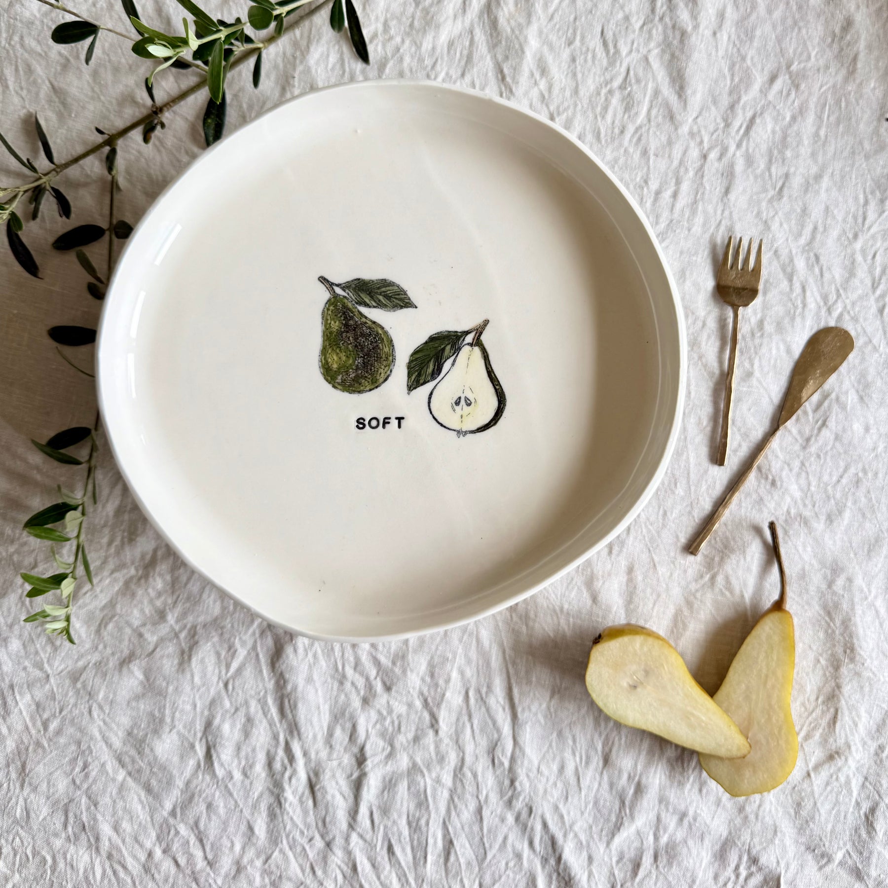 Handmade Porcelain Nesting Plates - Gathered Fruit Collection