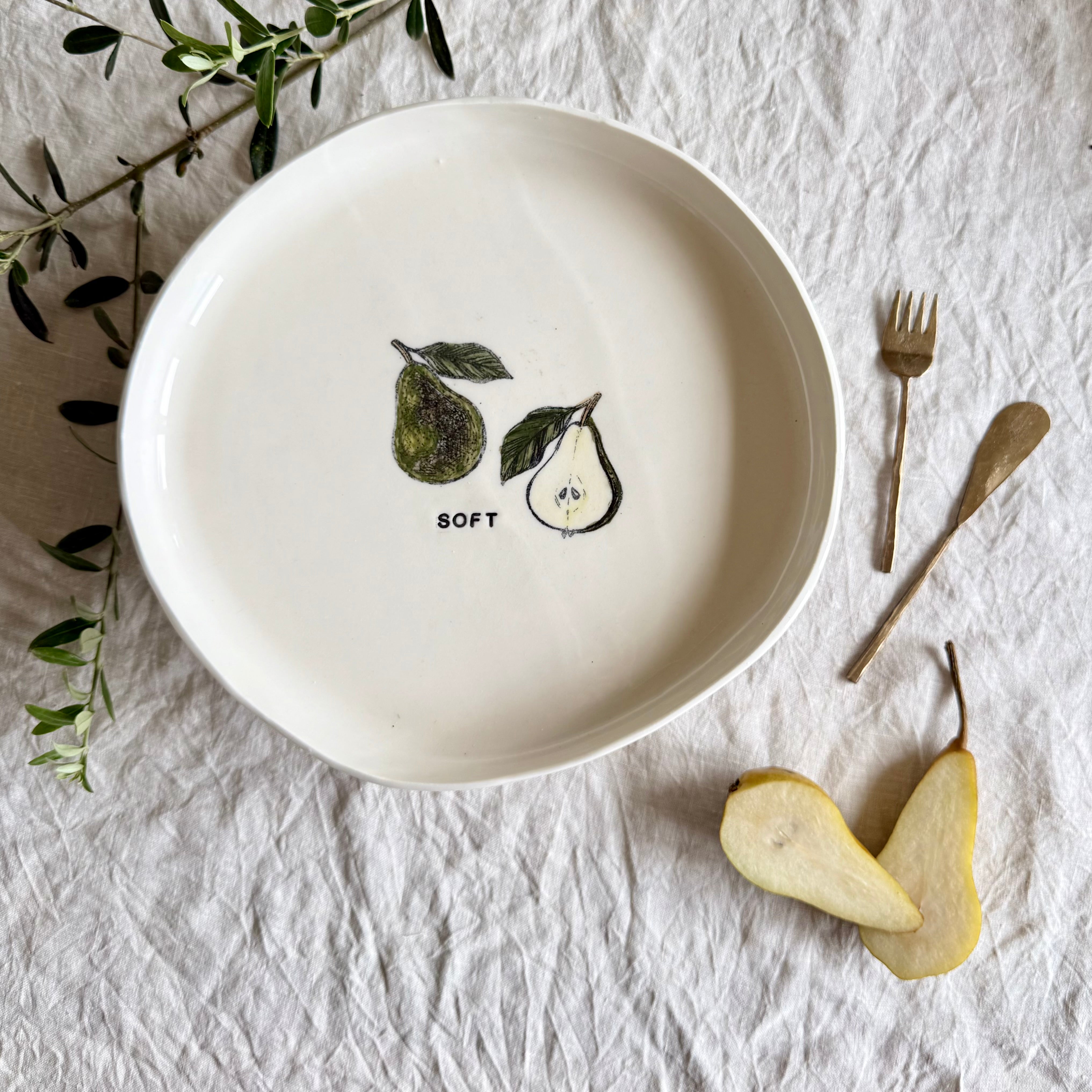 Handmade Porcelain Nesting Plates - Gathered Fruit Collection
