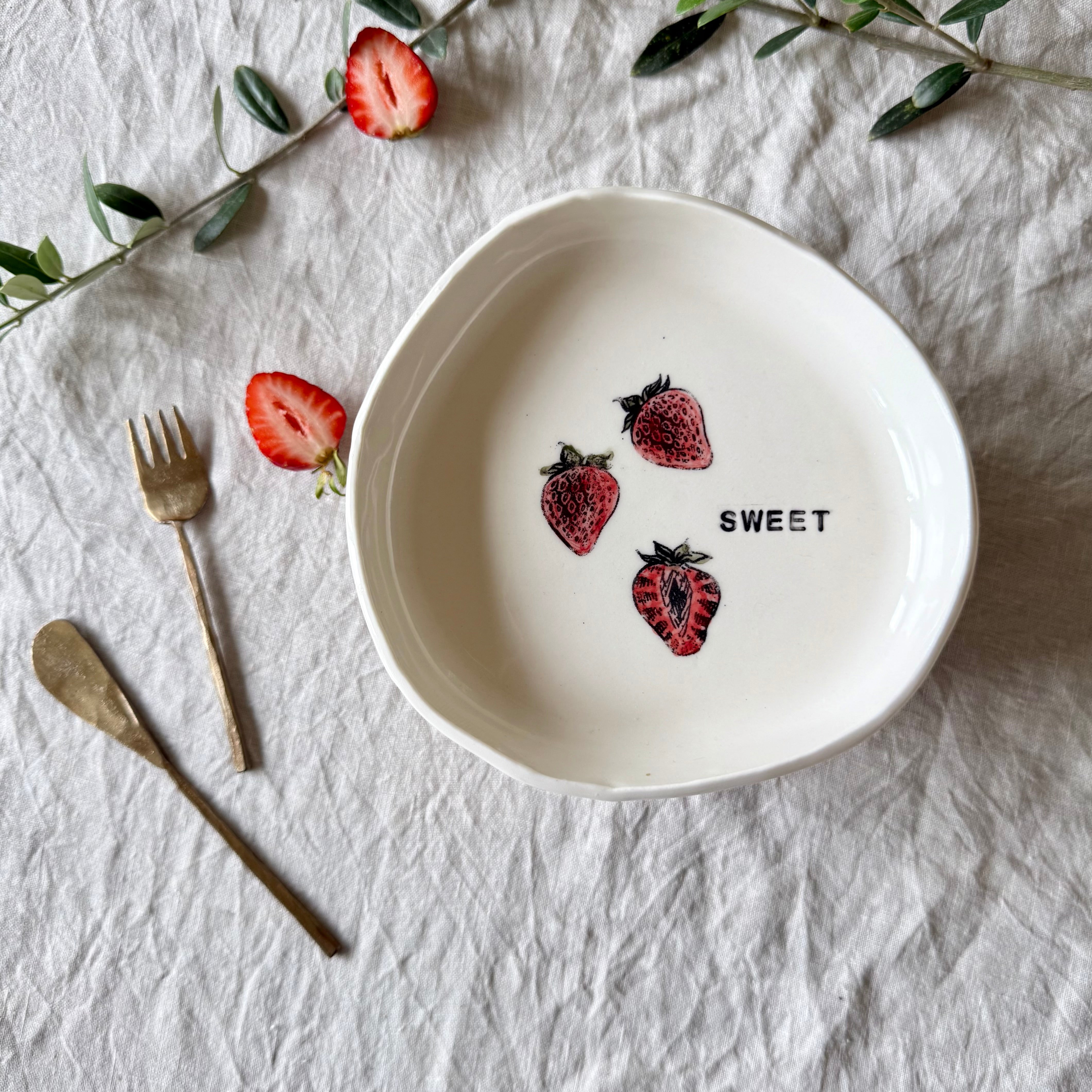 Handmade Porcelain Nesting Plates - Gathered Fruit Collection
