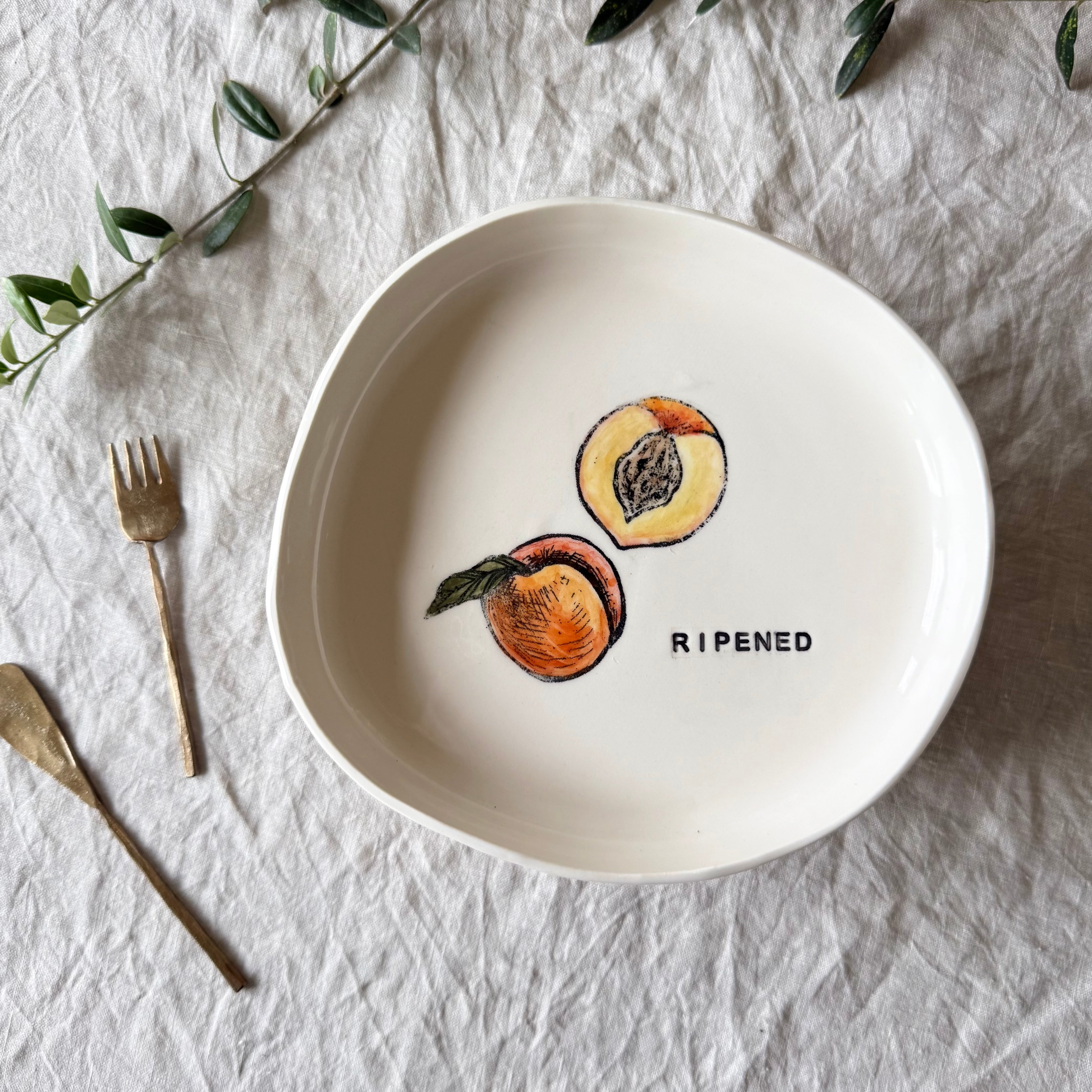 Handmade Porcelain Nesting Plates - Gathered Fruit Collection