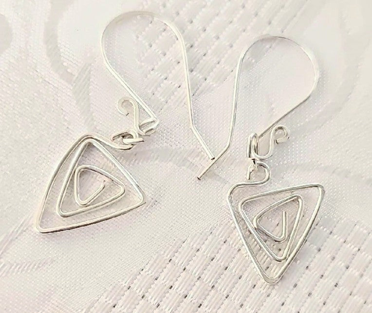 Silver Handmade Wirework Triangle Earrings FREE POST