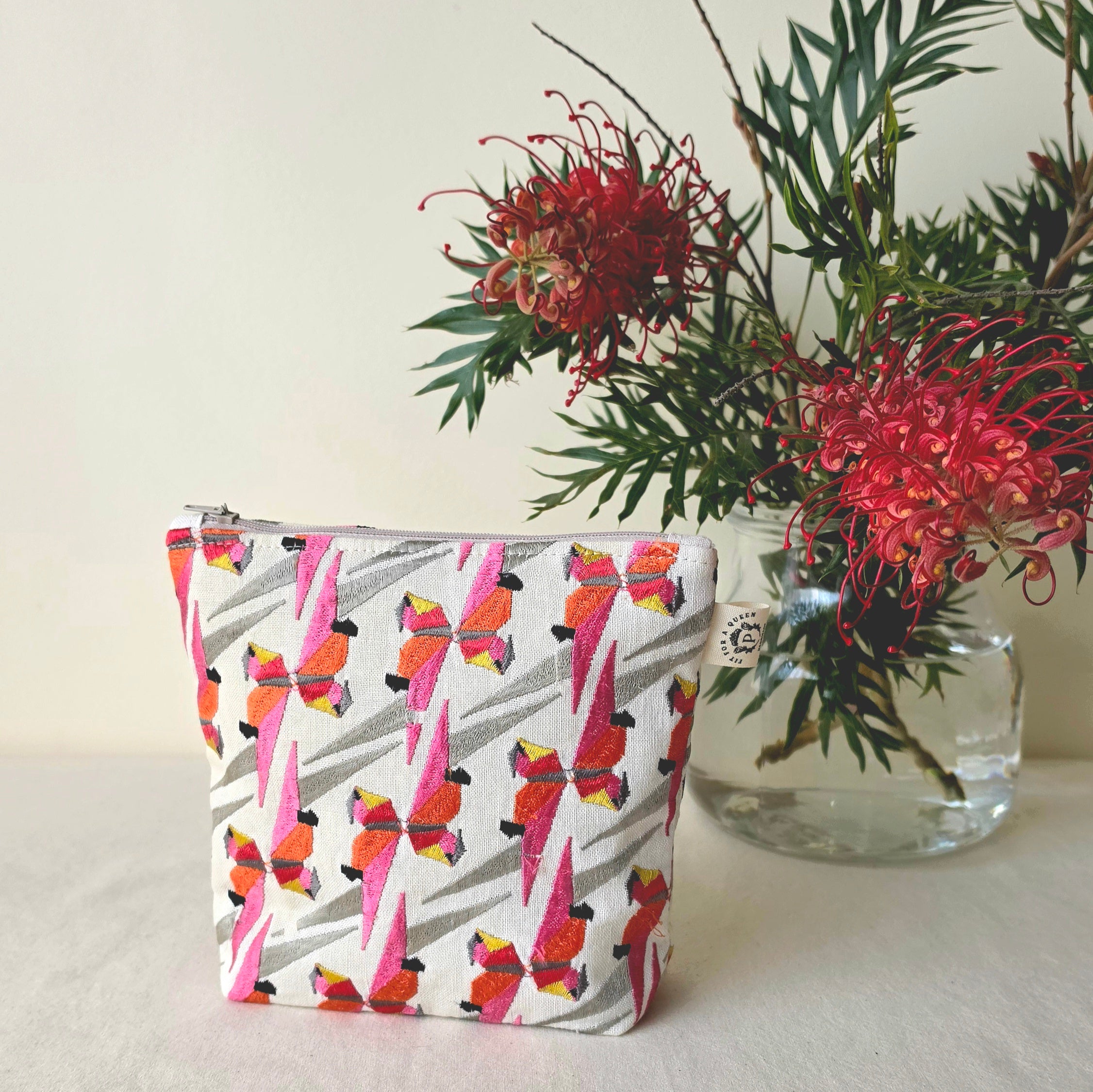 Upcycled Parrot Pouch | Handcrafted from Thrifted Cushion