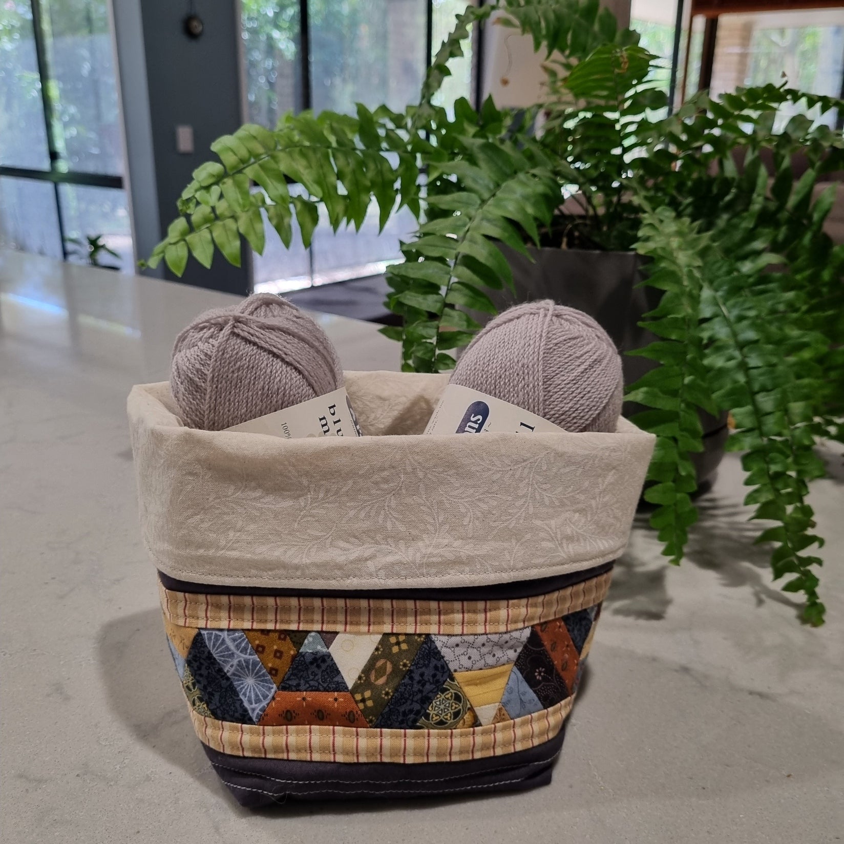 Patchwork Quilted Fabric Basket Bucket Organiser 2