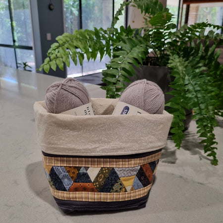 Patchwork Quilted Fabric Basket Bucket Organiser 2