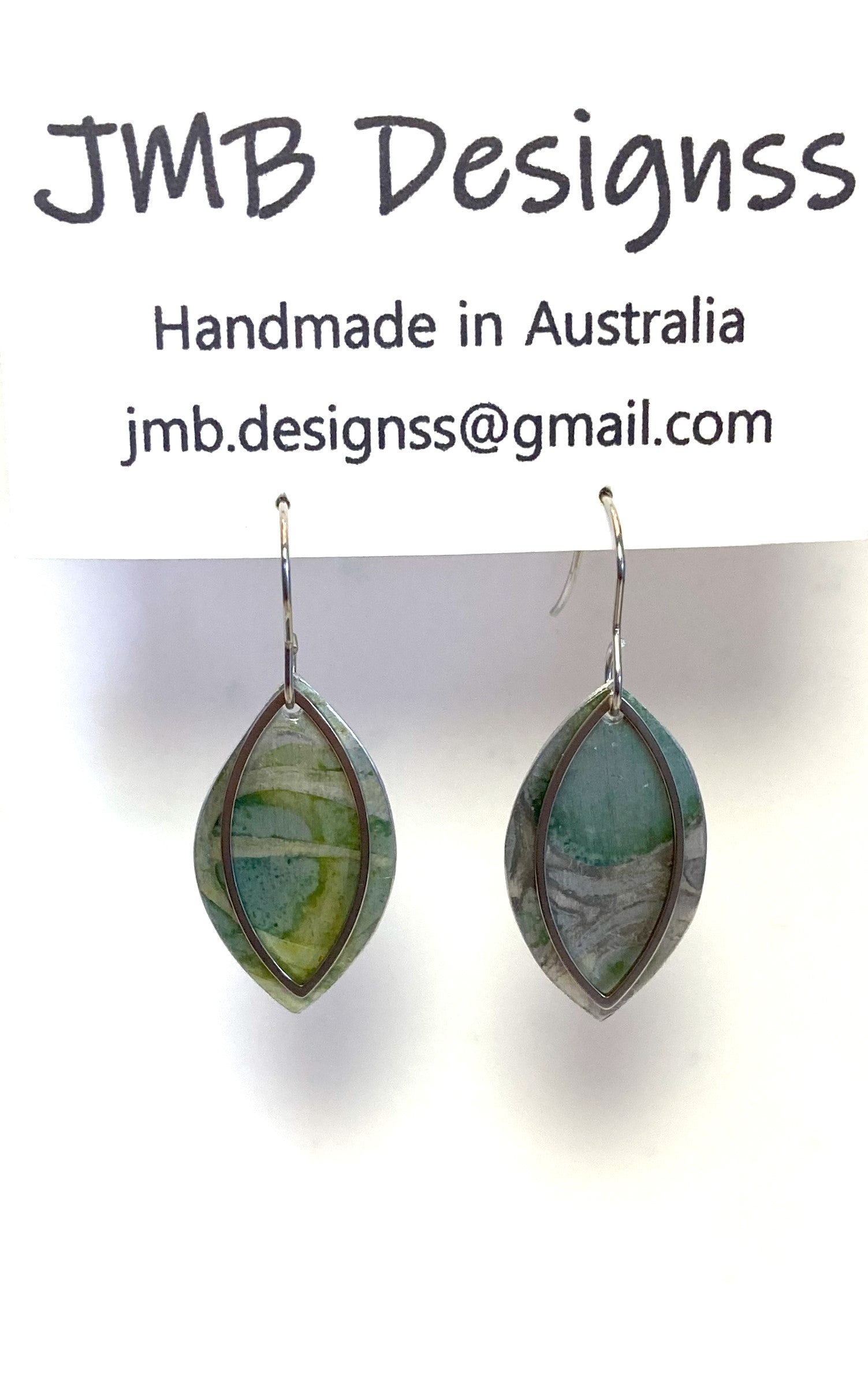 Anodised aluminium earrings hand printed Sea Whisper Collection