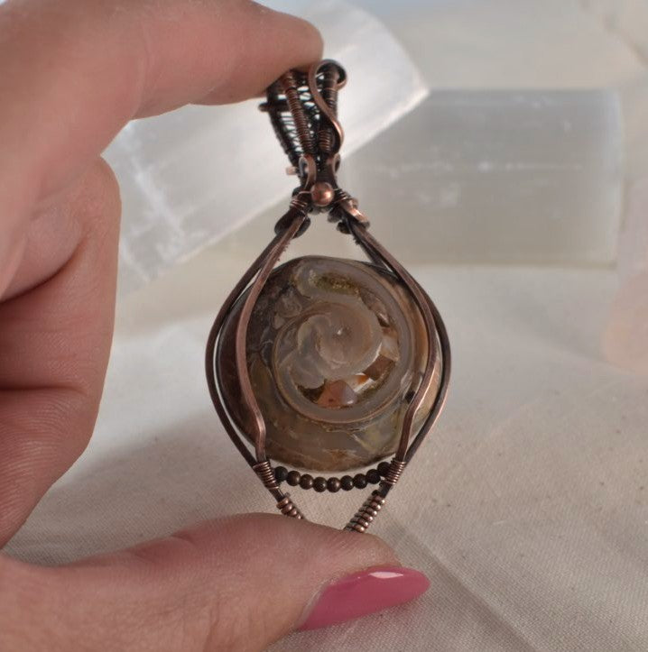 Forgotten Sea's - Natural Fossil Pendant in Antiqued Copper