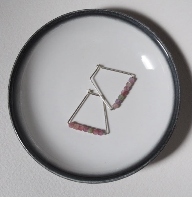 Trapeze Hooped Earrings Sterling Silver