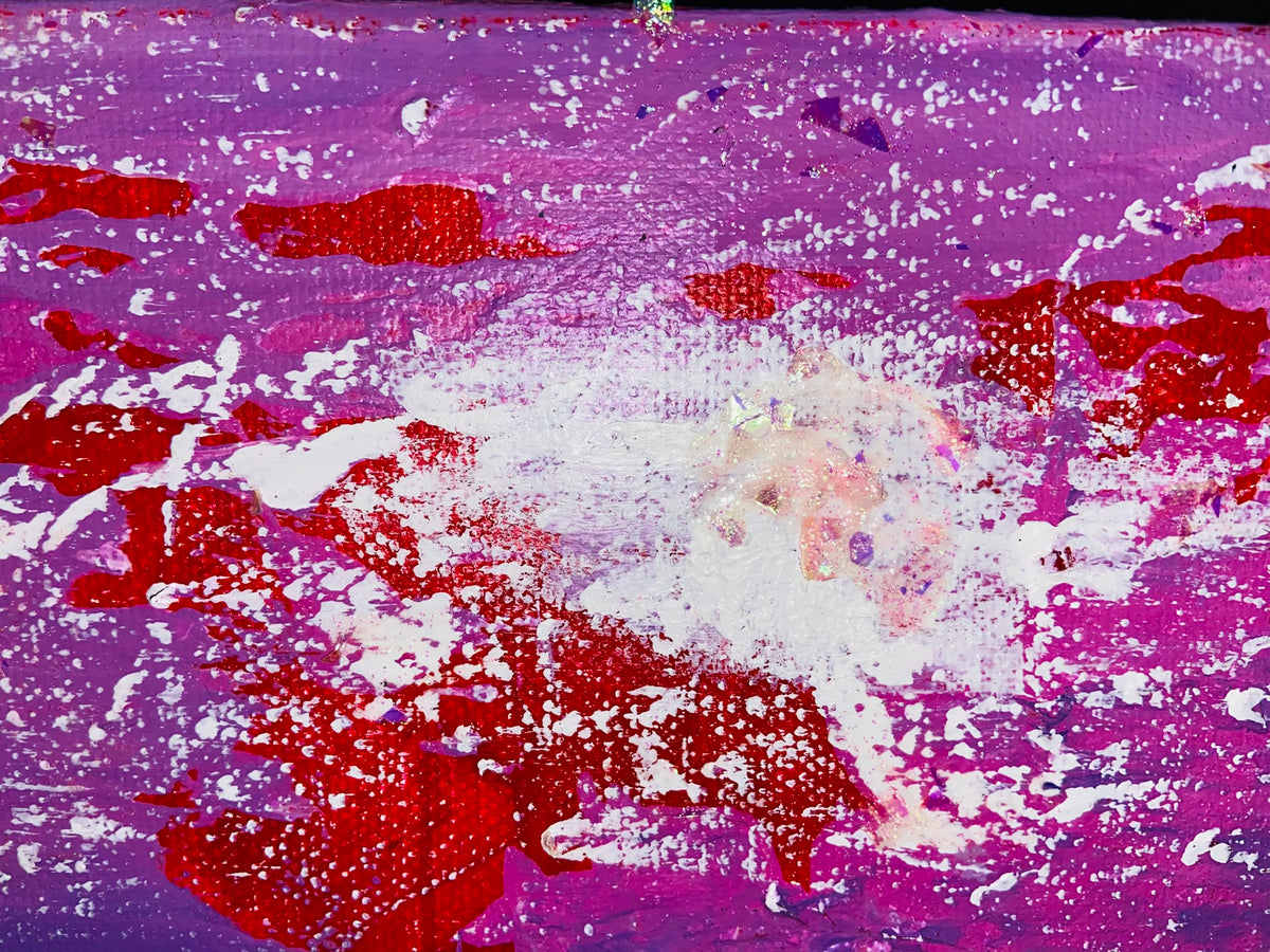 Inverted with Camera Abstract Acrylic Canvas Painting by Australian Artist Margo Humphries (30.5x30.5cm)