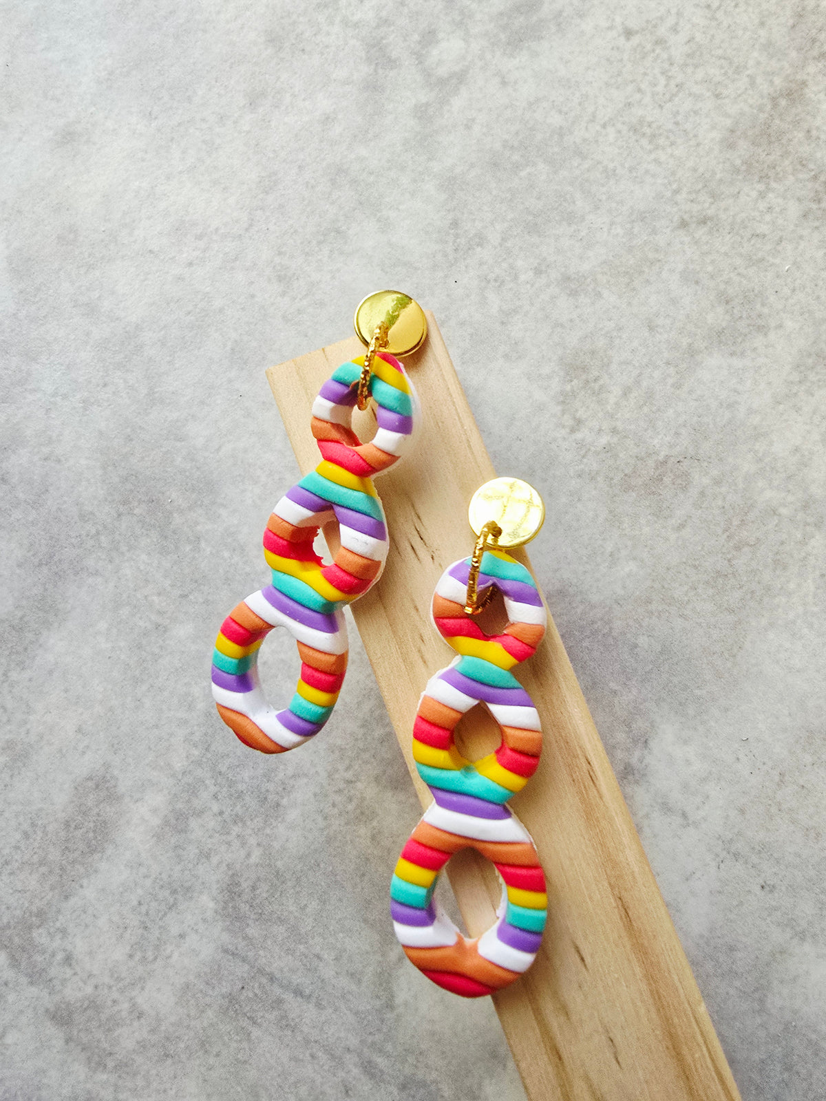 Candy Striped Triple Loop Cutout Drop Earrings
