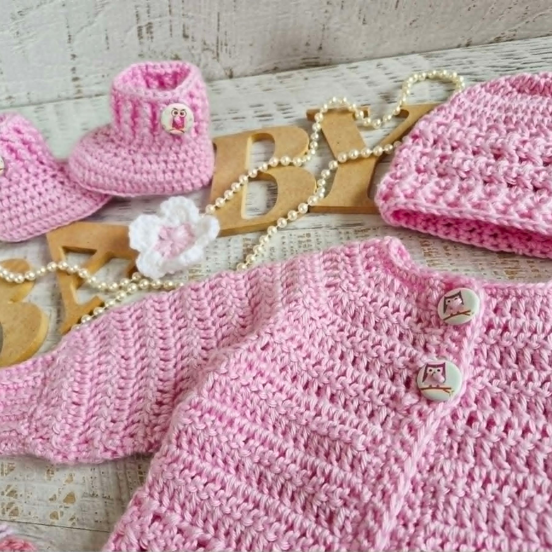 Baby Cardigan | Newborn | Pink | Handmade | Crocheted Jacket