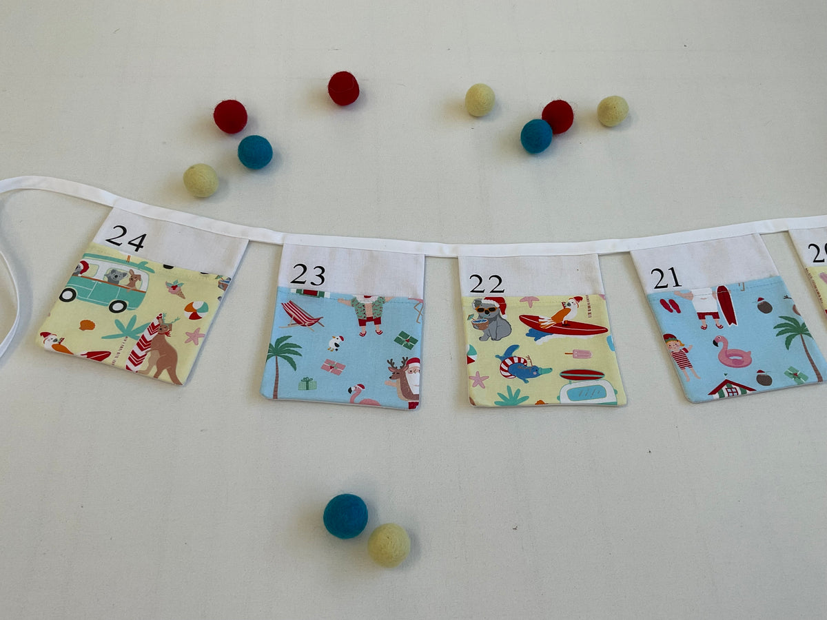 Advent Calendar Bunting - Santa at the Beach