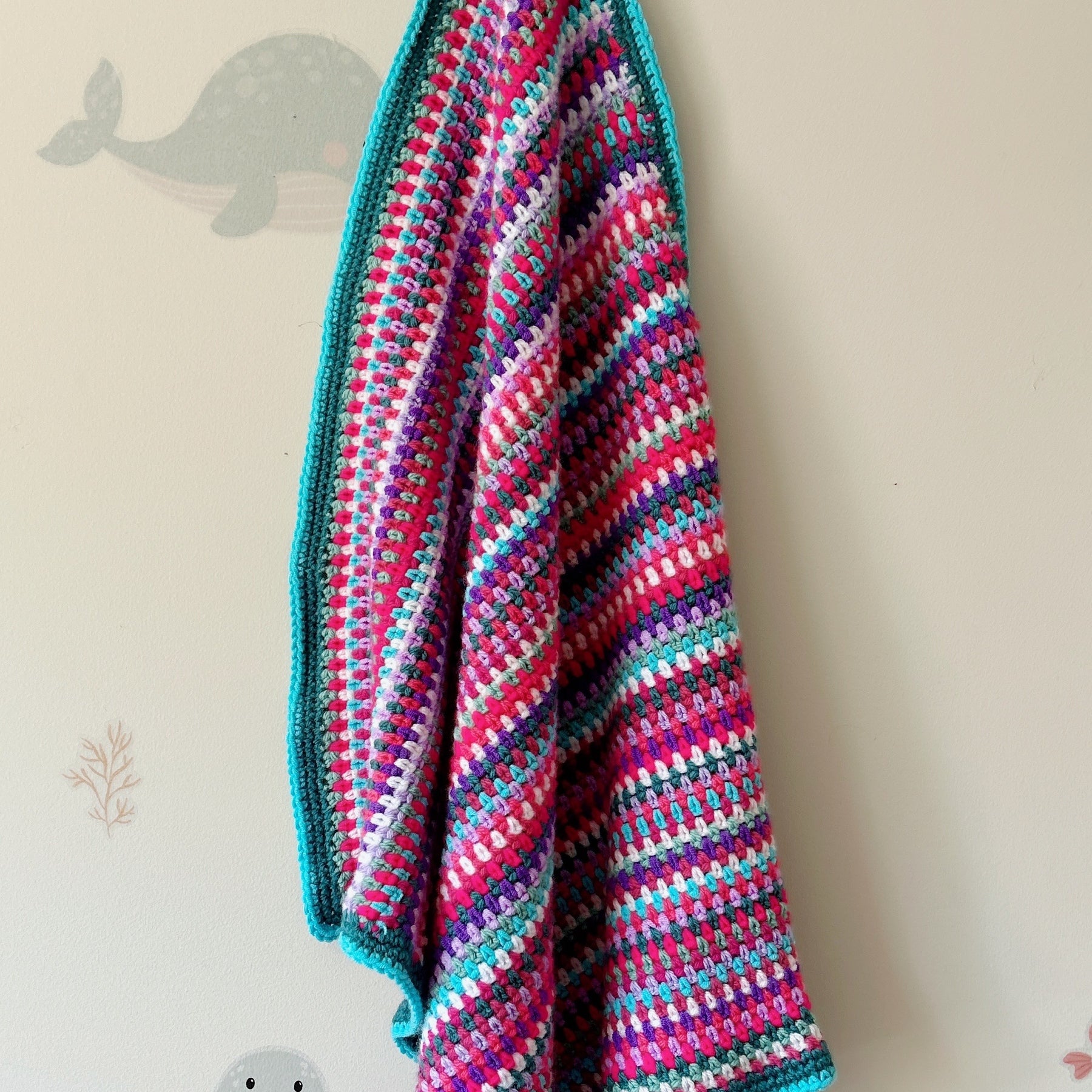 Handmade Crochet Baby Blanket – Colourful Scrappy Rainbow Blanket – One of a Kind