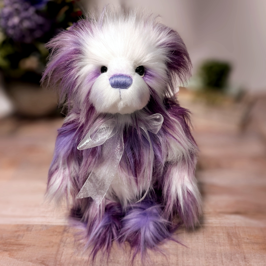 Handmade One-of-a-Kind Purple Plush Teddy Bear: Collectible Bear