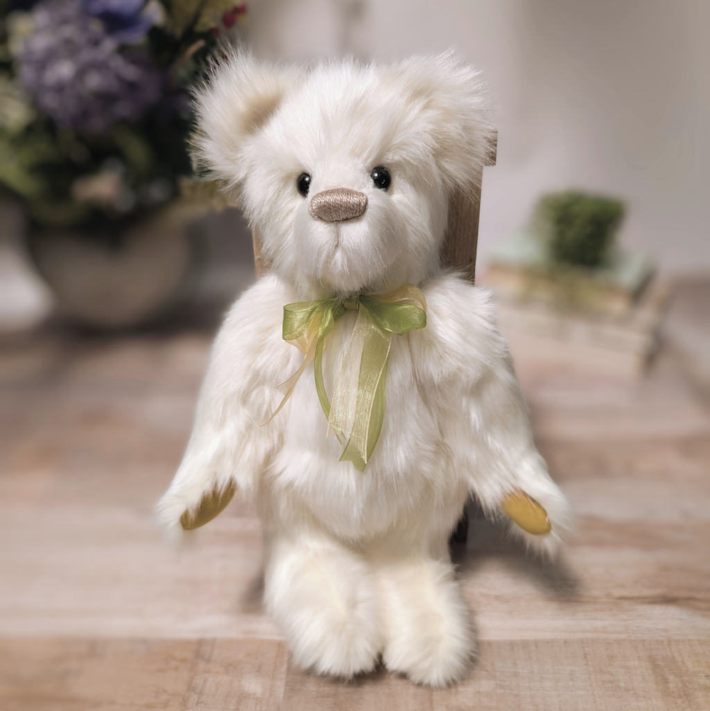 Handmade Cream Plush Teddy Bear: Collectible Artist Bear