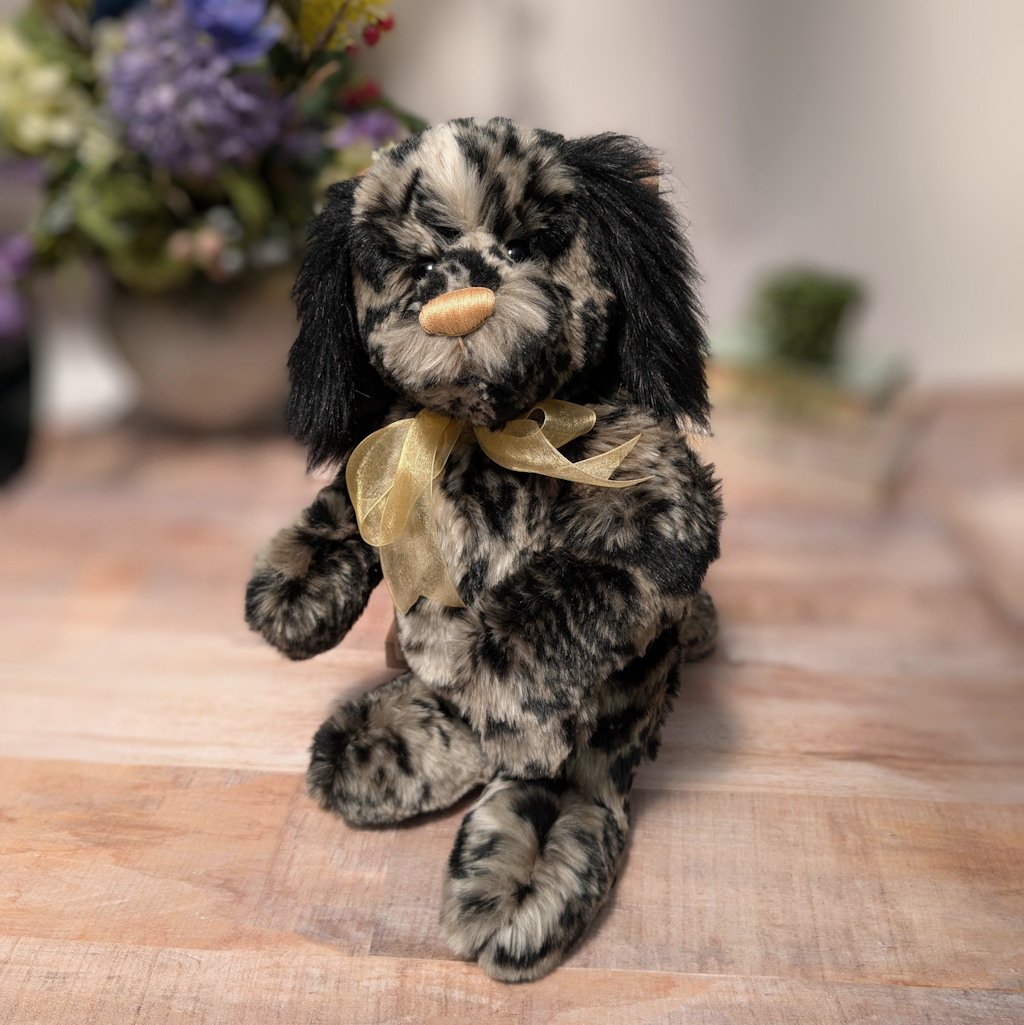 Handmade Faux Fur Plush Dog: One-of-a-Kind Artisan Spaniel