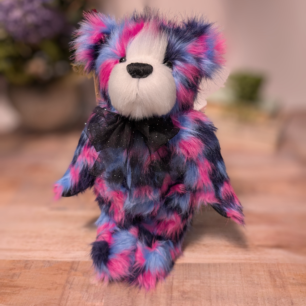 Handmade Rainbow Plush Teddy Bear: Collectible Artist Bear