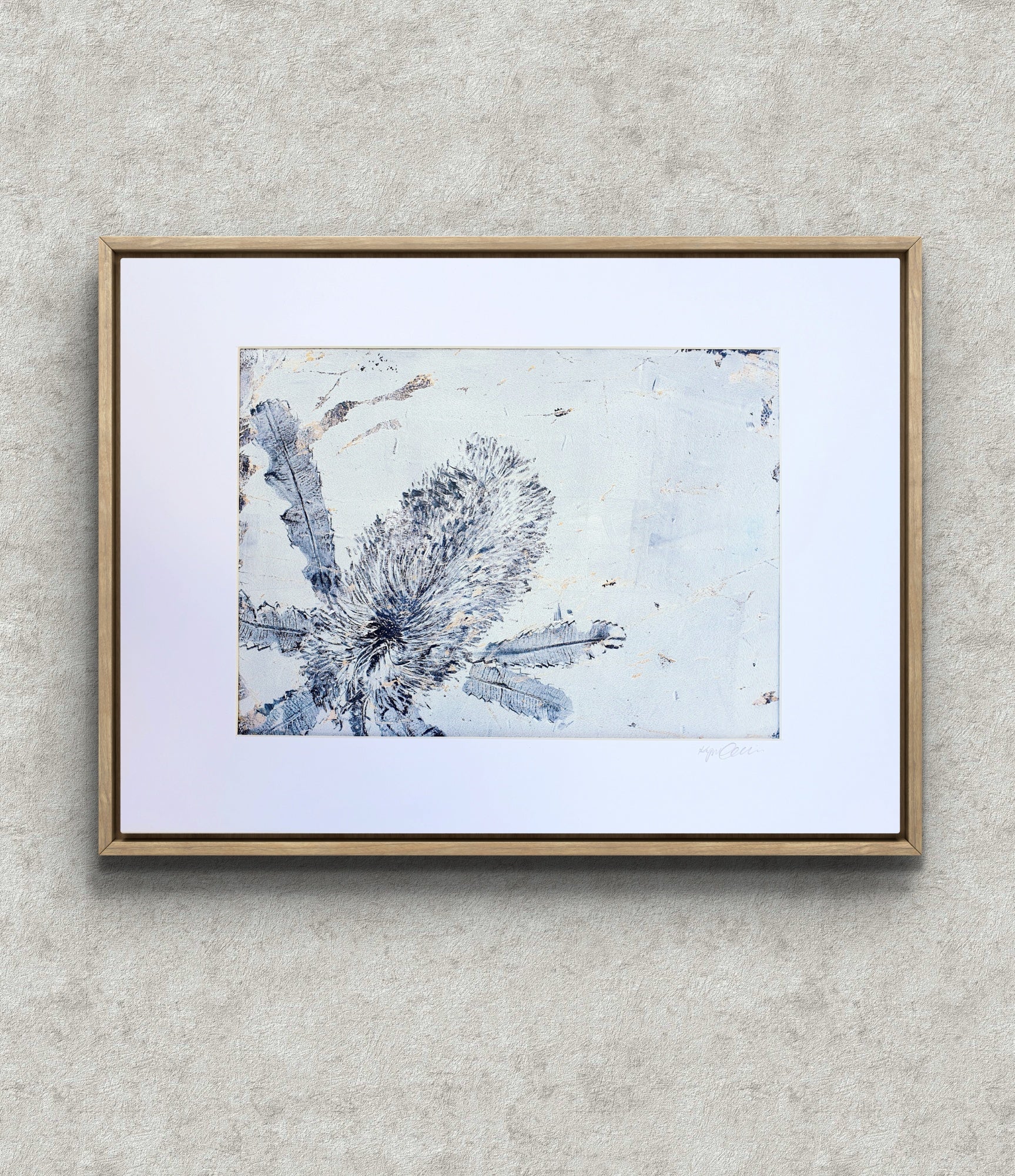 Banksia White and Blue, 3 | Acrylic monoprint on paper | Original artwork | A4