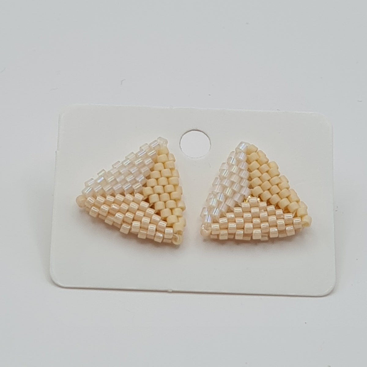 Cream & Ivory Delica Triangle Studs