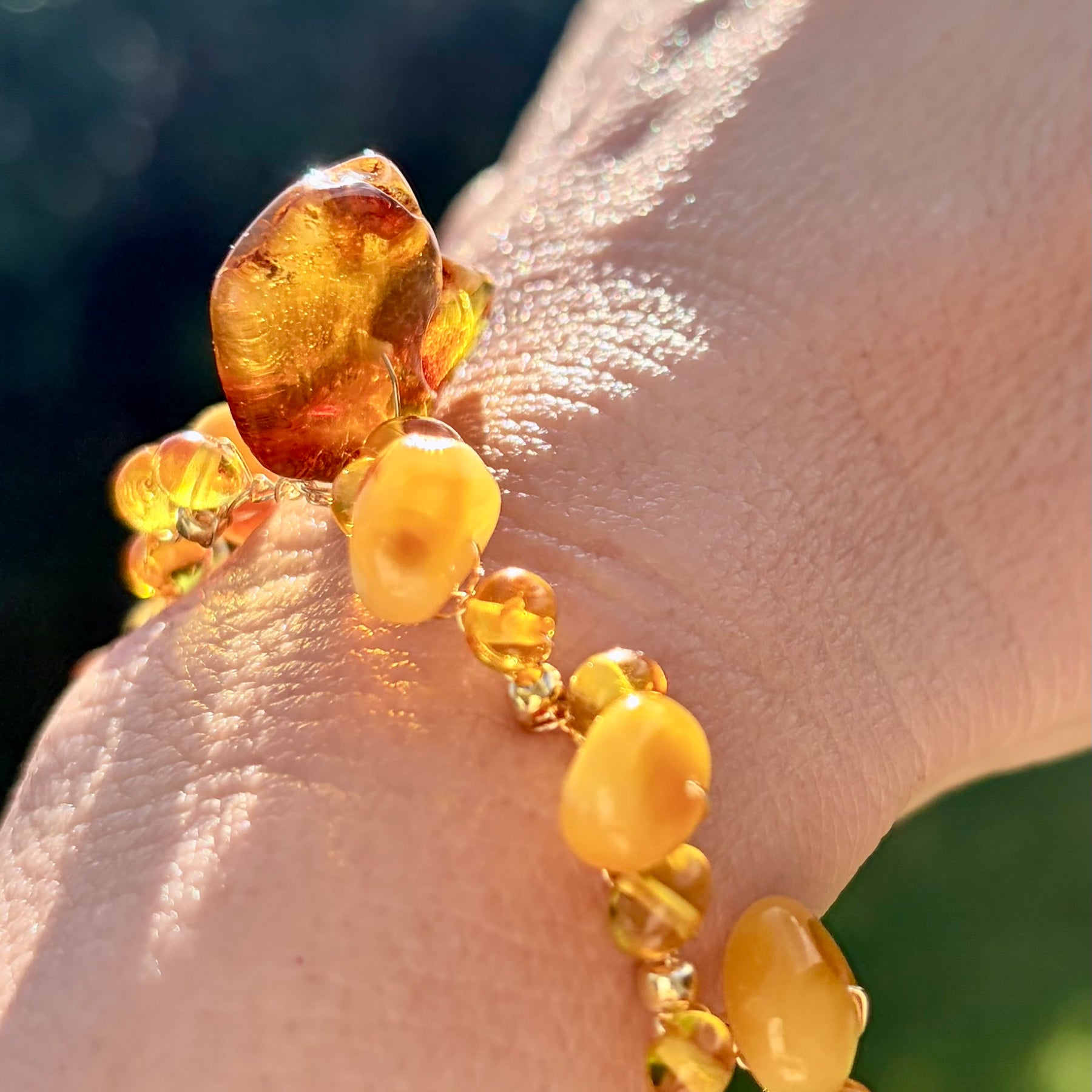 Sun ☀️ Baltic Amber Crochet Bracelet