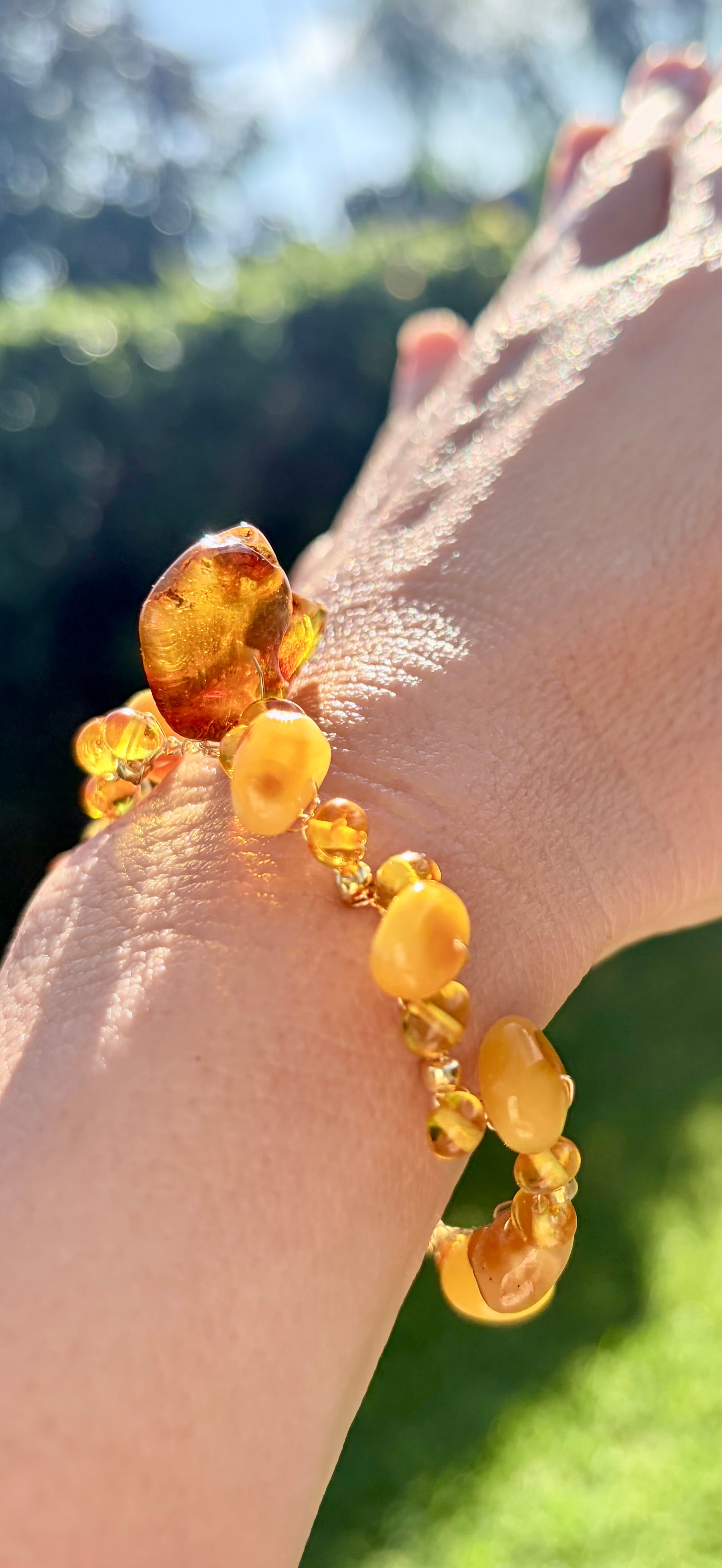 Sun ☀️ Baltic Amber Crochet Bracelet