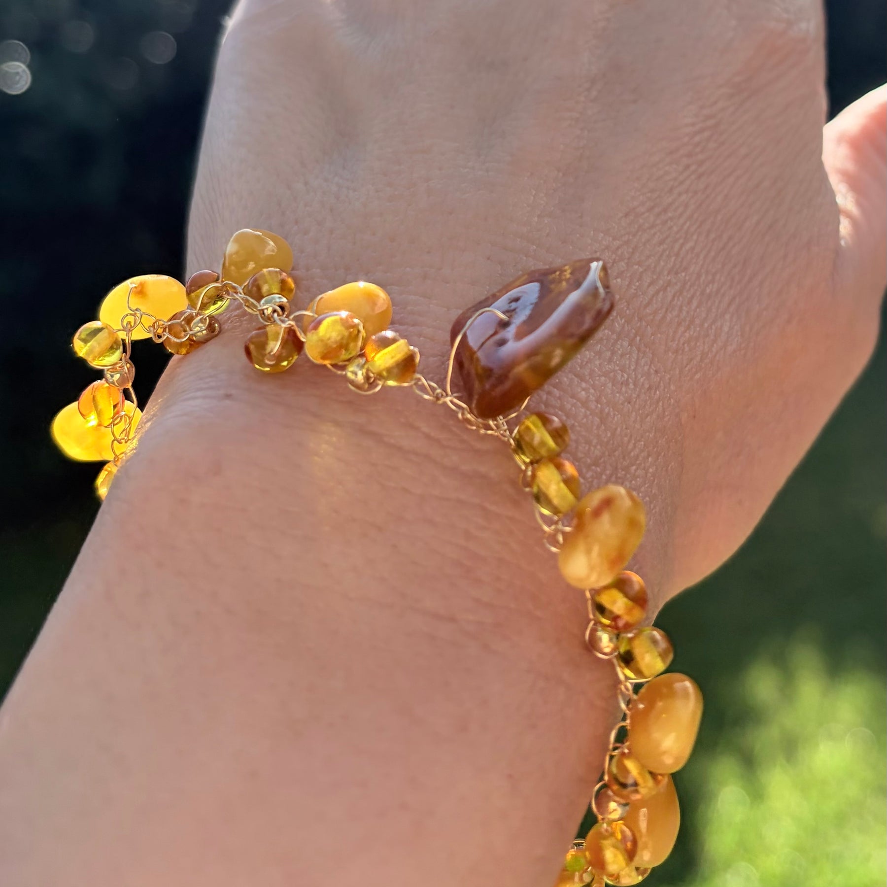 Sun ☀️ Baltic Amber Crochet Bracelet