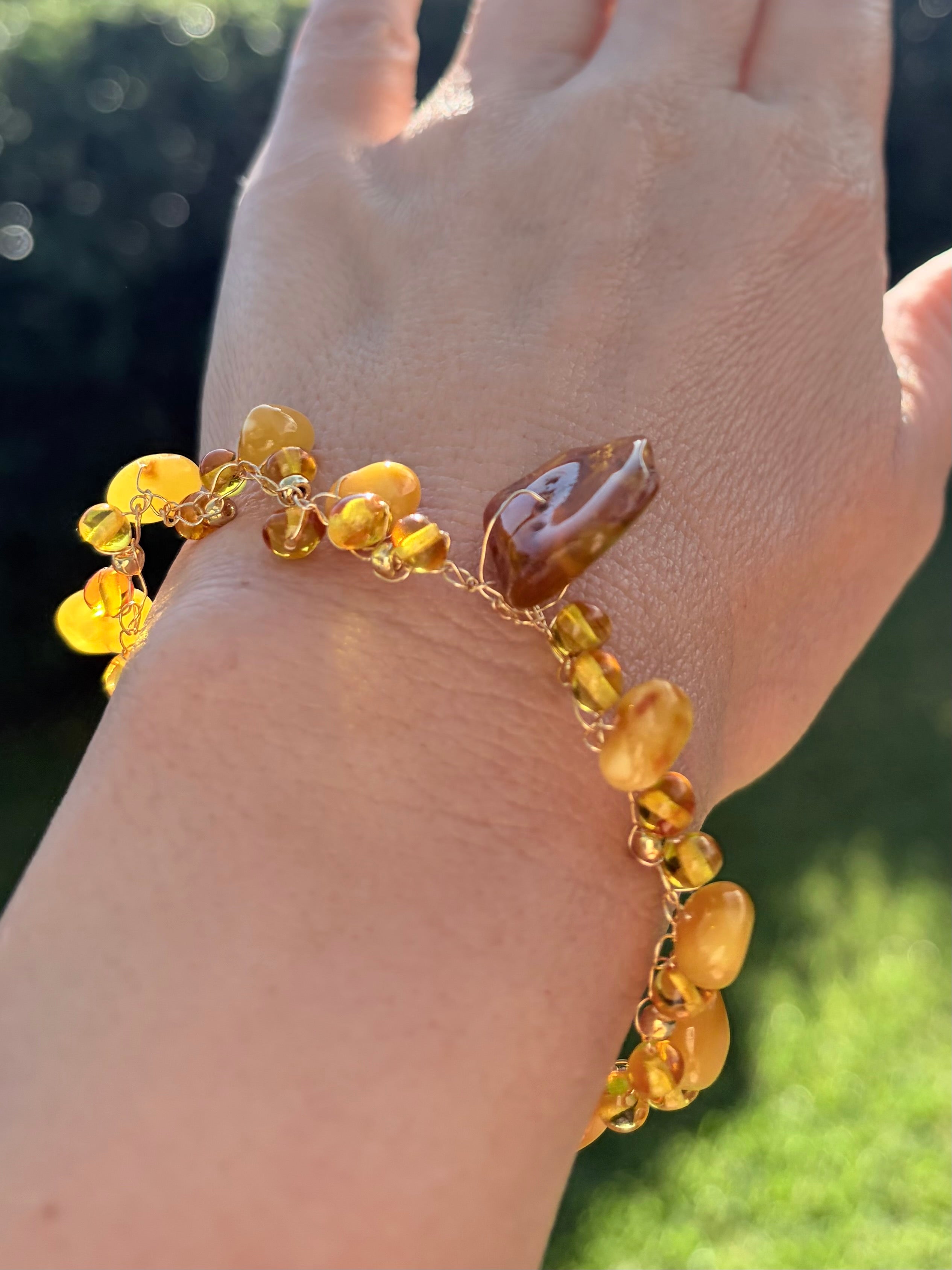 Sun ☀️ Baltic Amber Crochet Bracelet