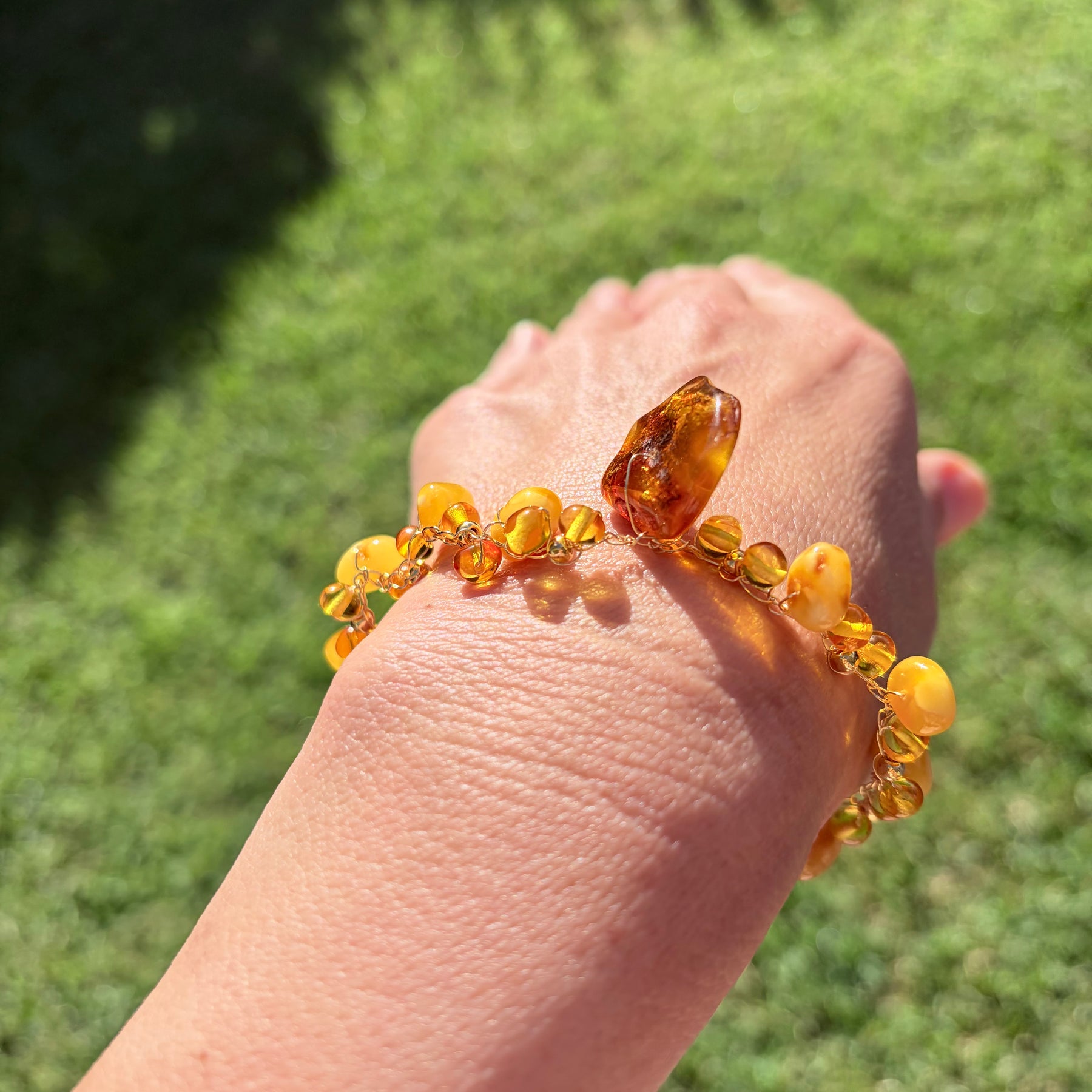 Sun ☀️ Baltic Amber Crochet Bracelet