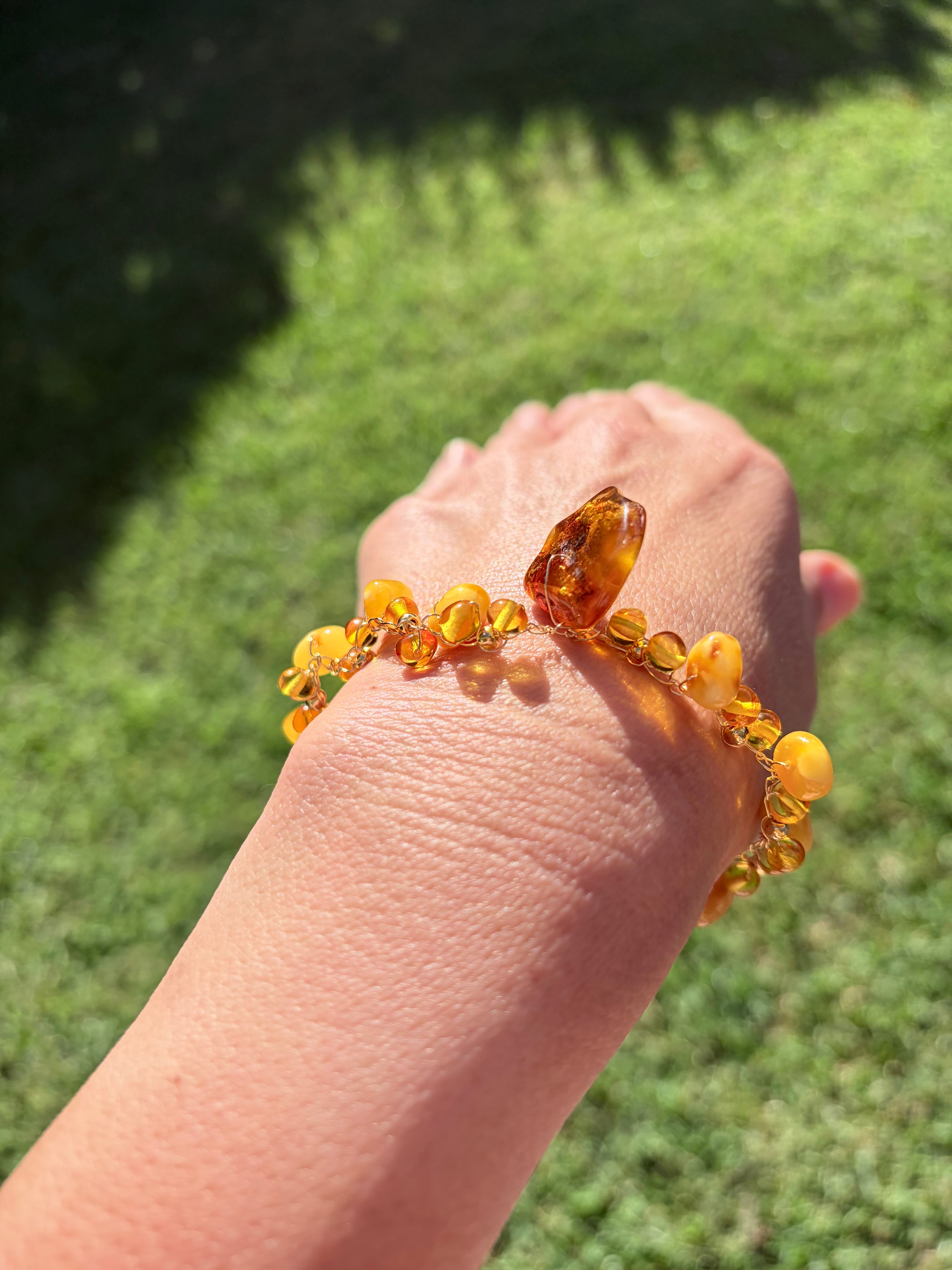 Sun ☀️ Baltic Amber Crochet Bracelet