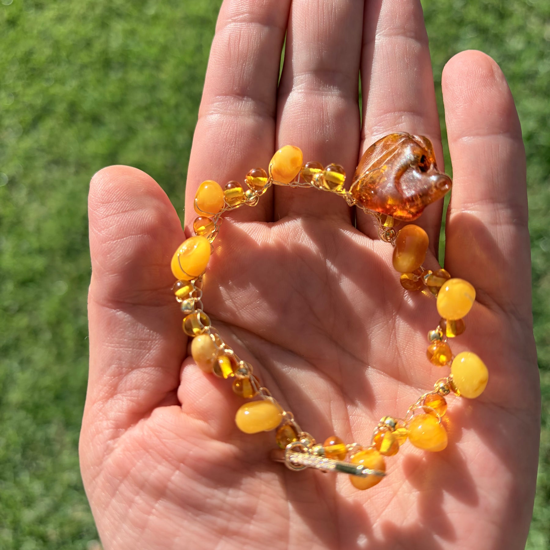 Sun ☀️ Baltic Amber Crochet Bracelet