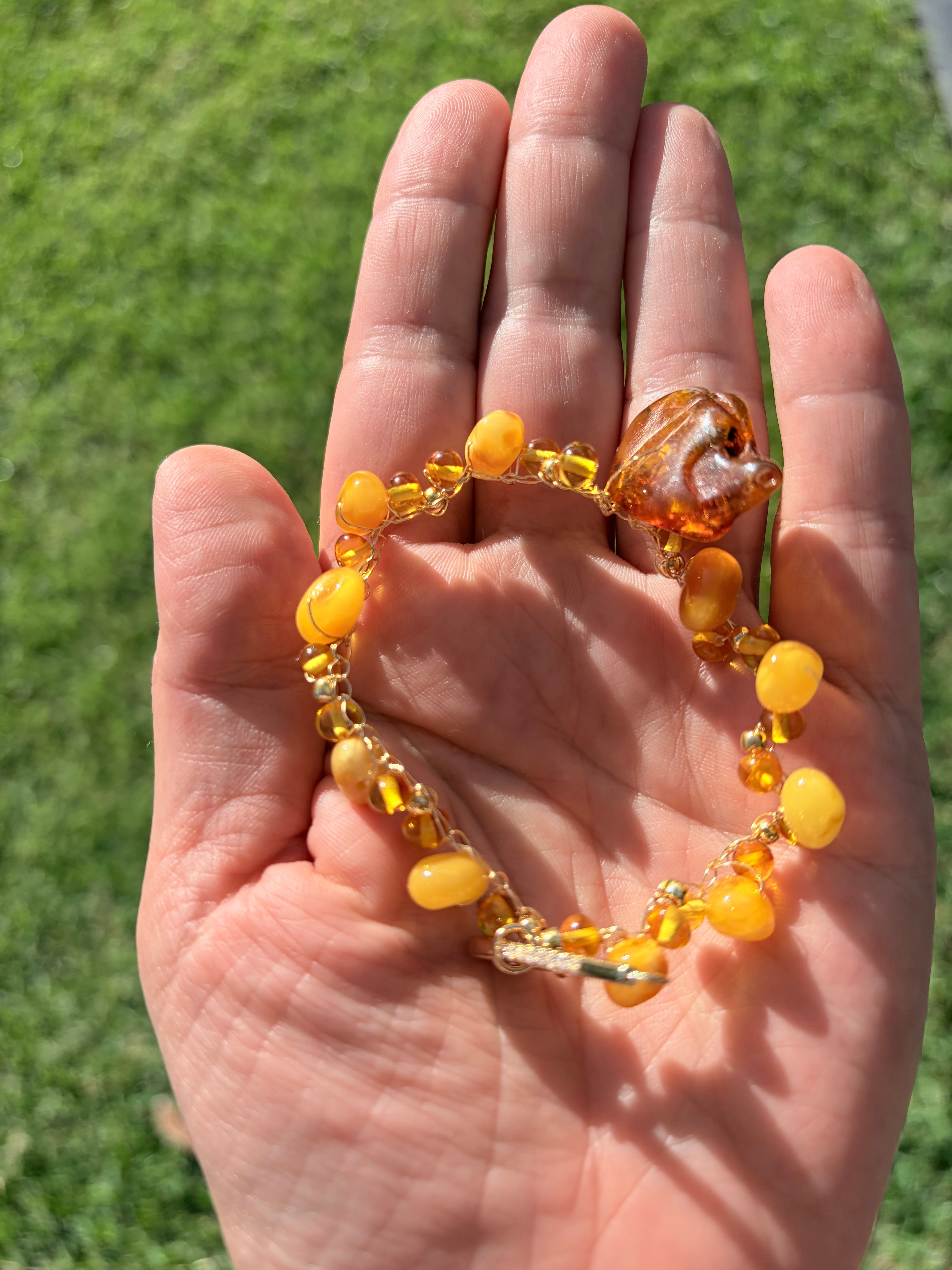 Sun ☀️ Baltic Amber Crochet Bracelet