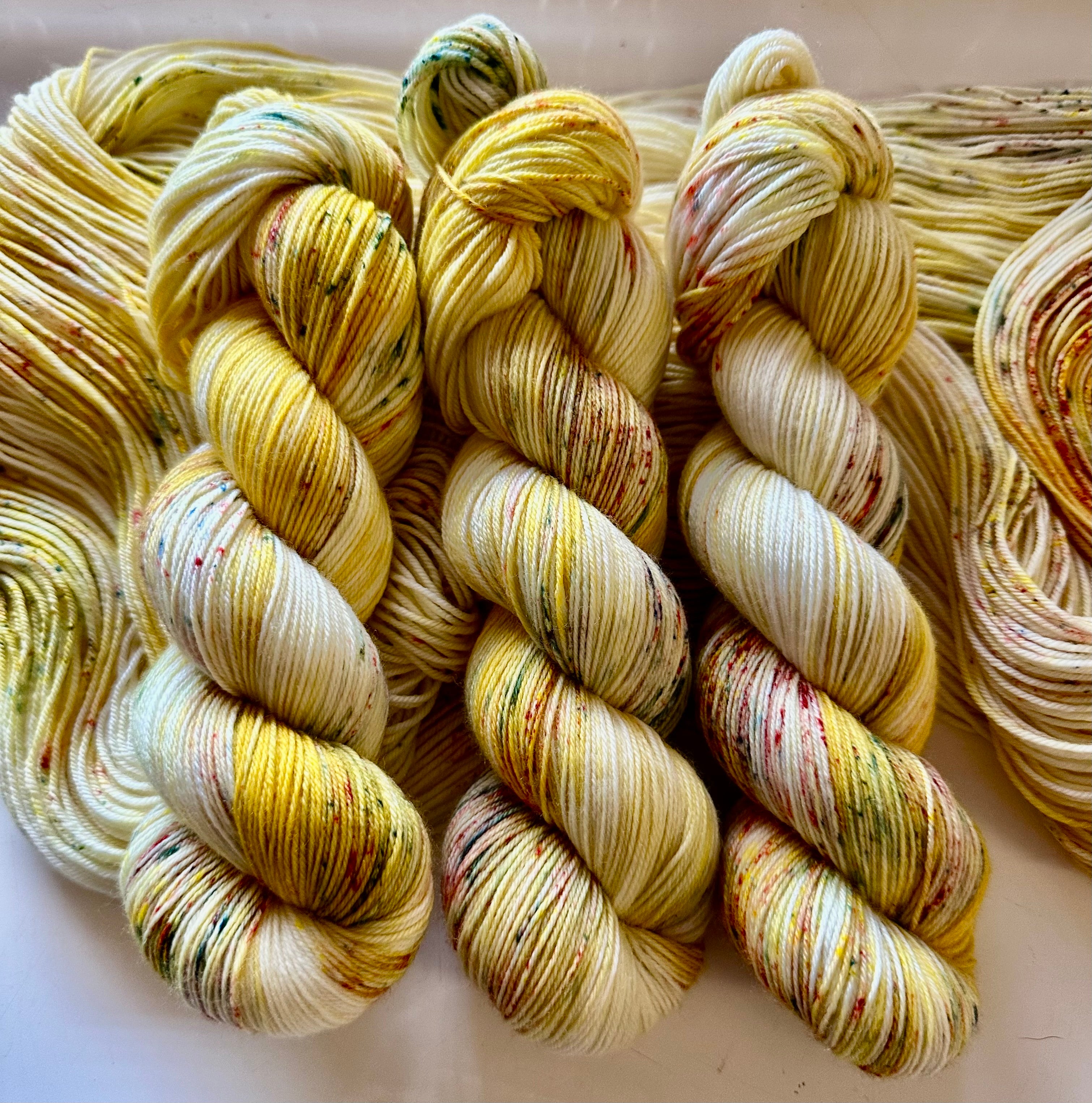 Speckled Sunshine  - 4ply Hand dyed sock yarn