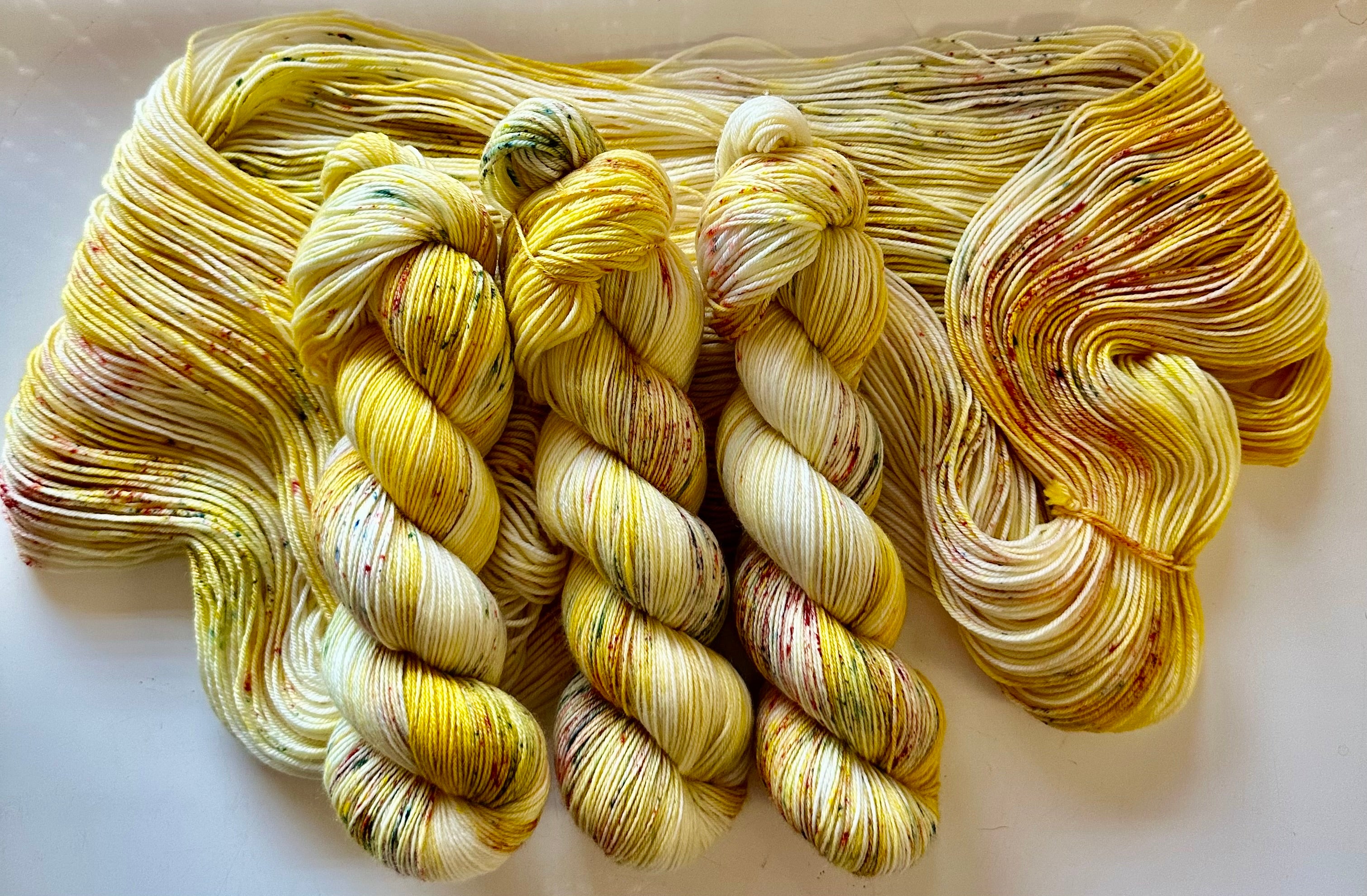 Speckled Sunshine  - 4ply Hand dyed sock yarn