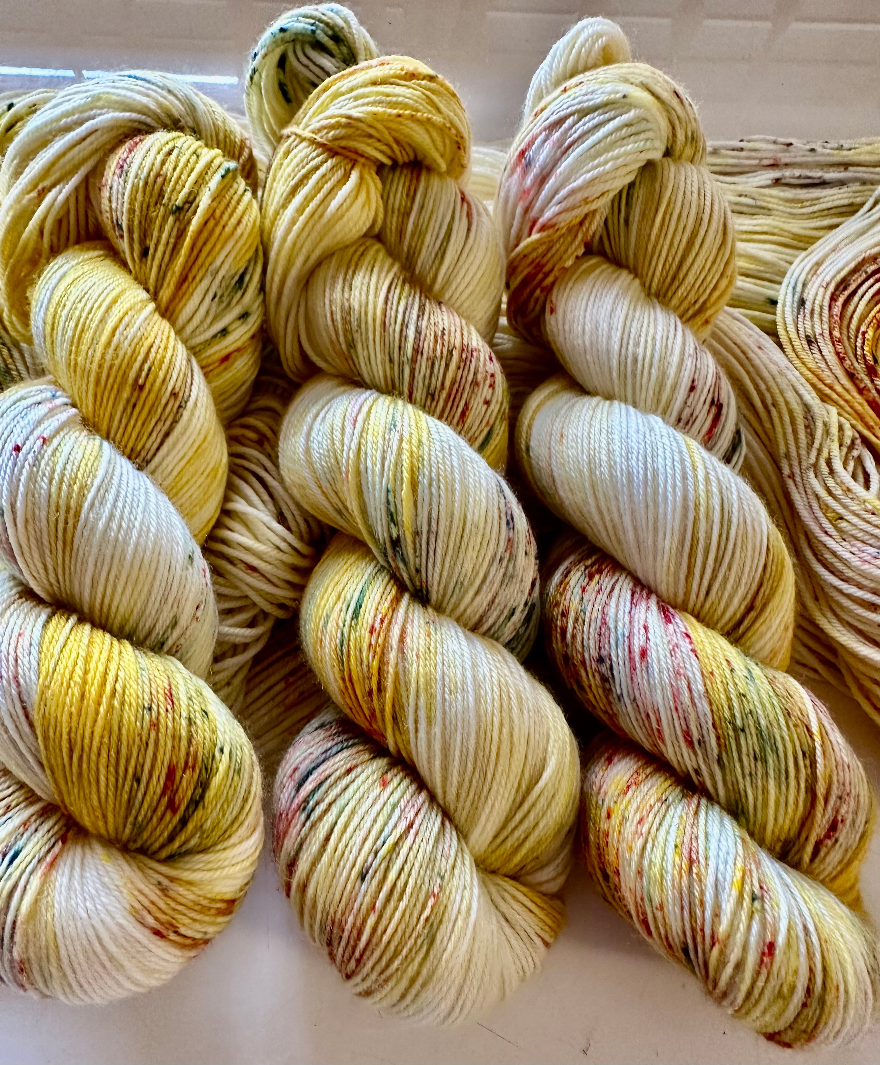 Speckled Sunshine  - 4ply Hand dyed sock yarn
