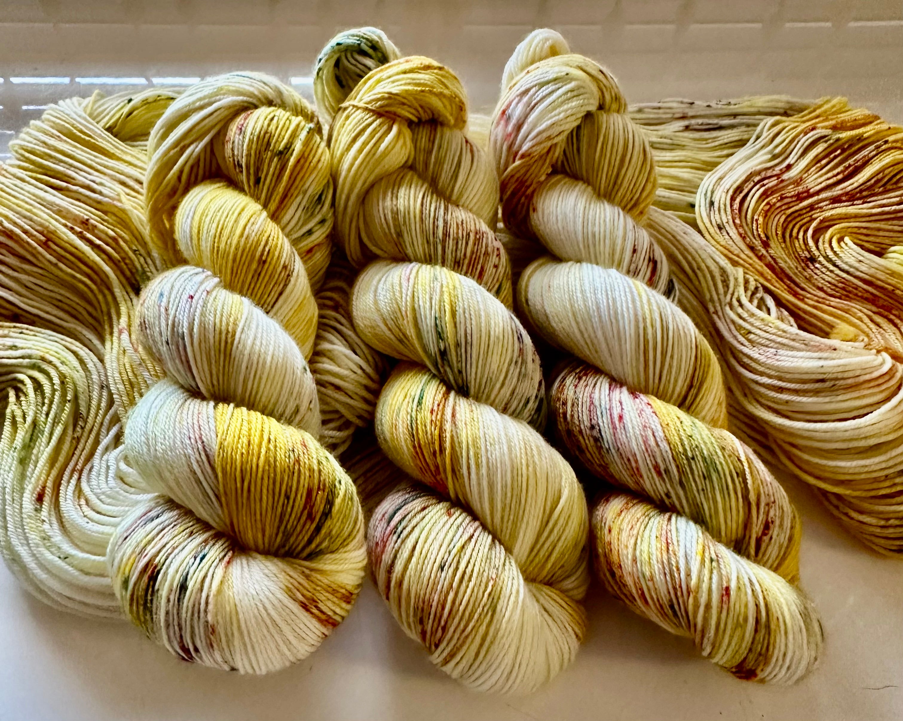 Speckled Sunshine  - 4ply Hand dyed sock yarn