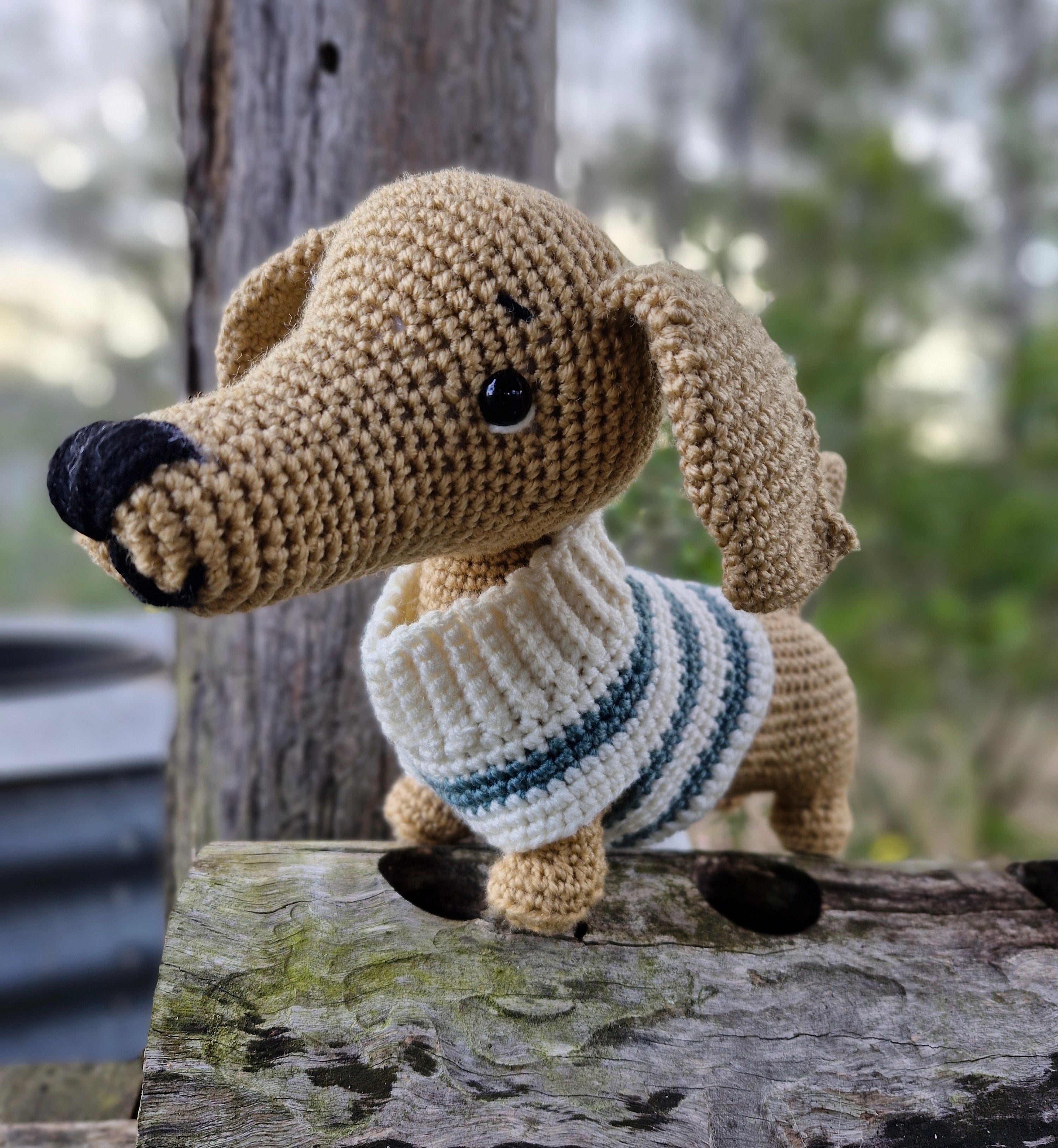 Super cute Hand crochet Light Dachshund Dog (Sausage Dog)