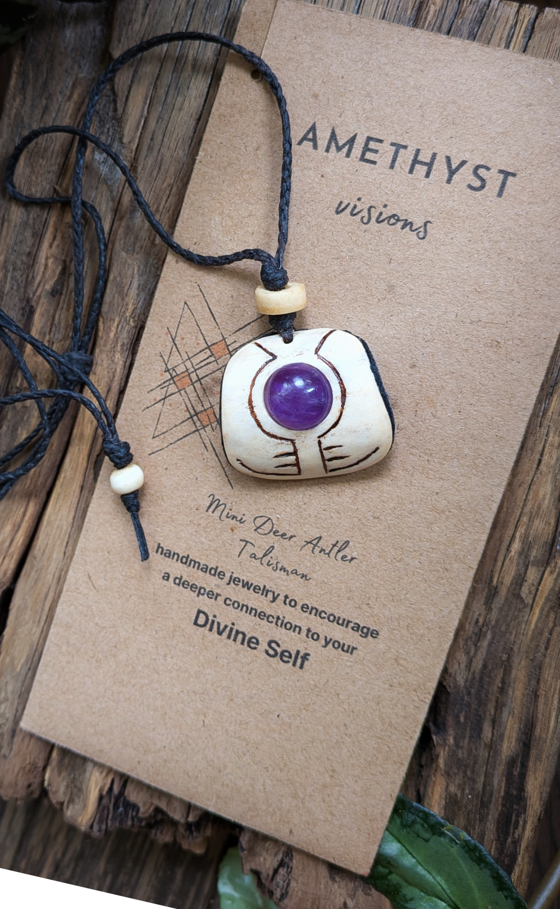 •| AMETHYST | DEER ANTLER |• natural crystal necklace talisman