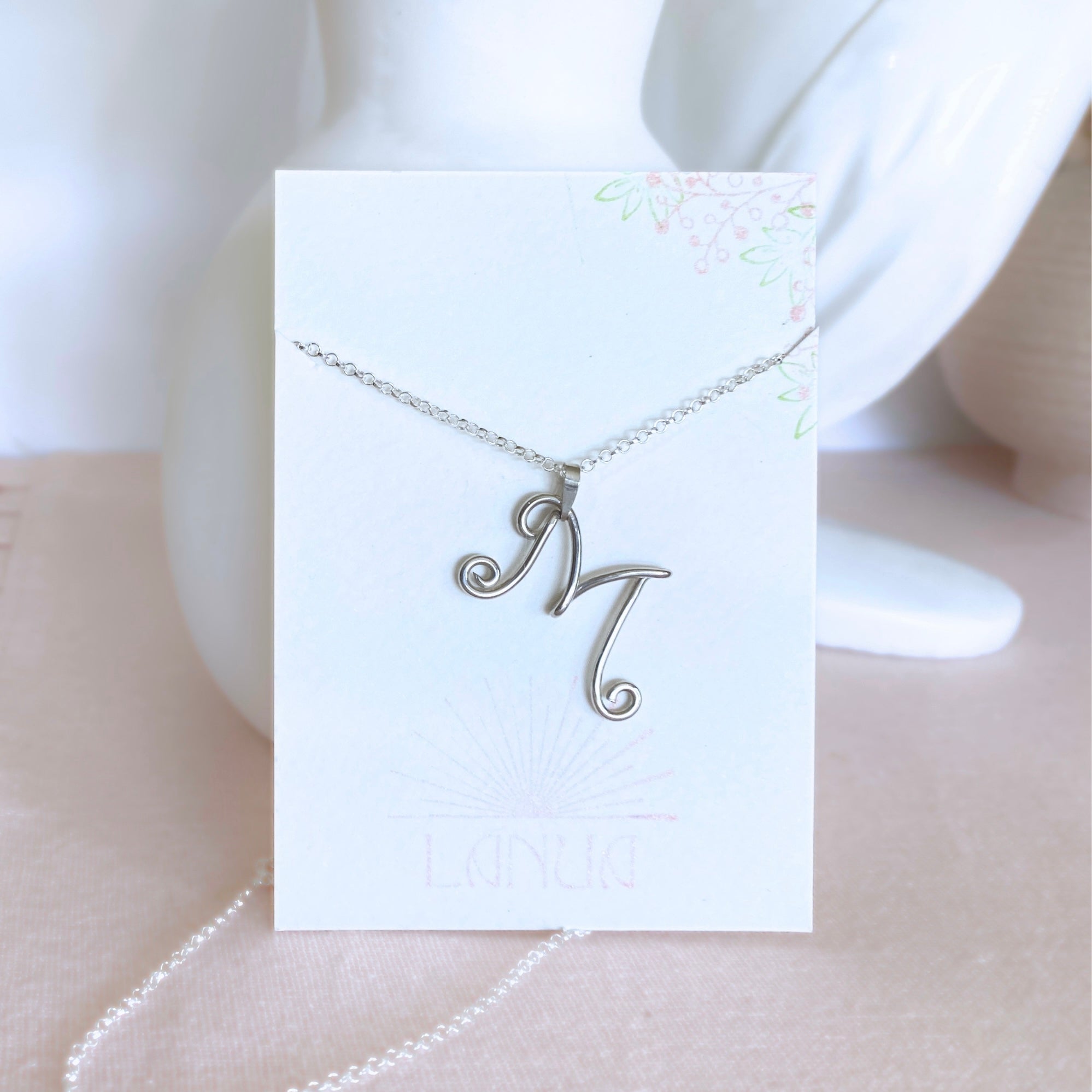 NEW Initial Letter Pendant | Sterling silver wire | Belcher chain necklace | Personal Custom Jewellery