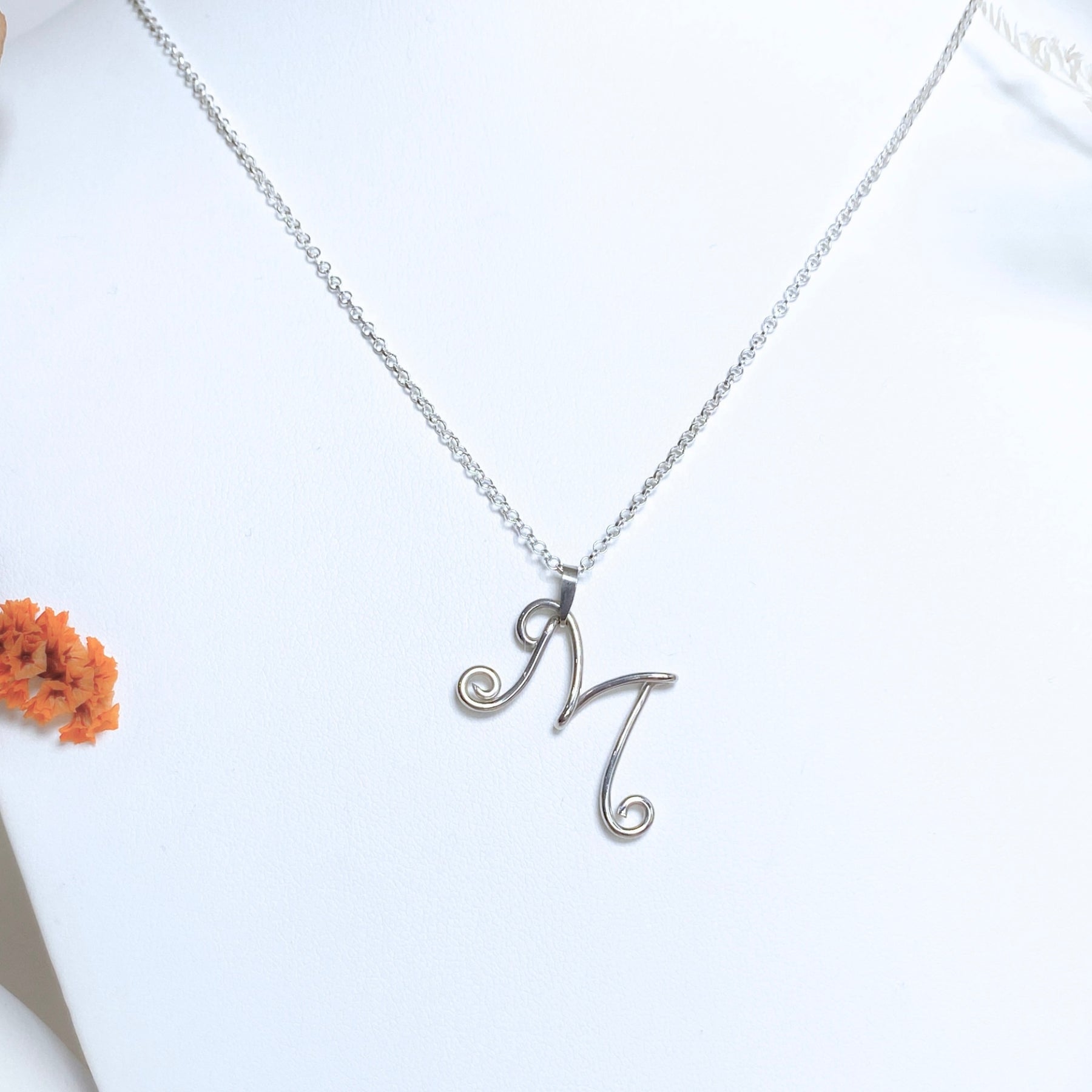 NEW Initial Letter Pendant | Sterling silver wire | Belcher chain necklace | Personal Custom Jewellery