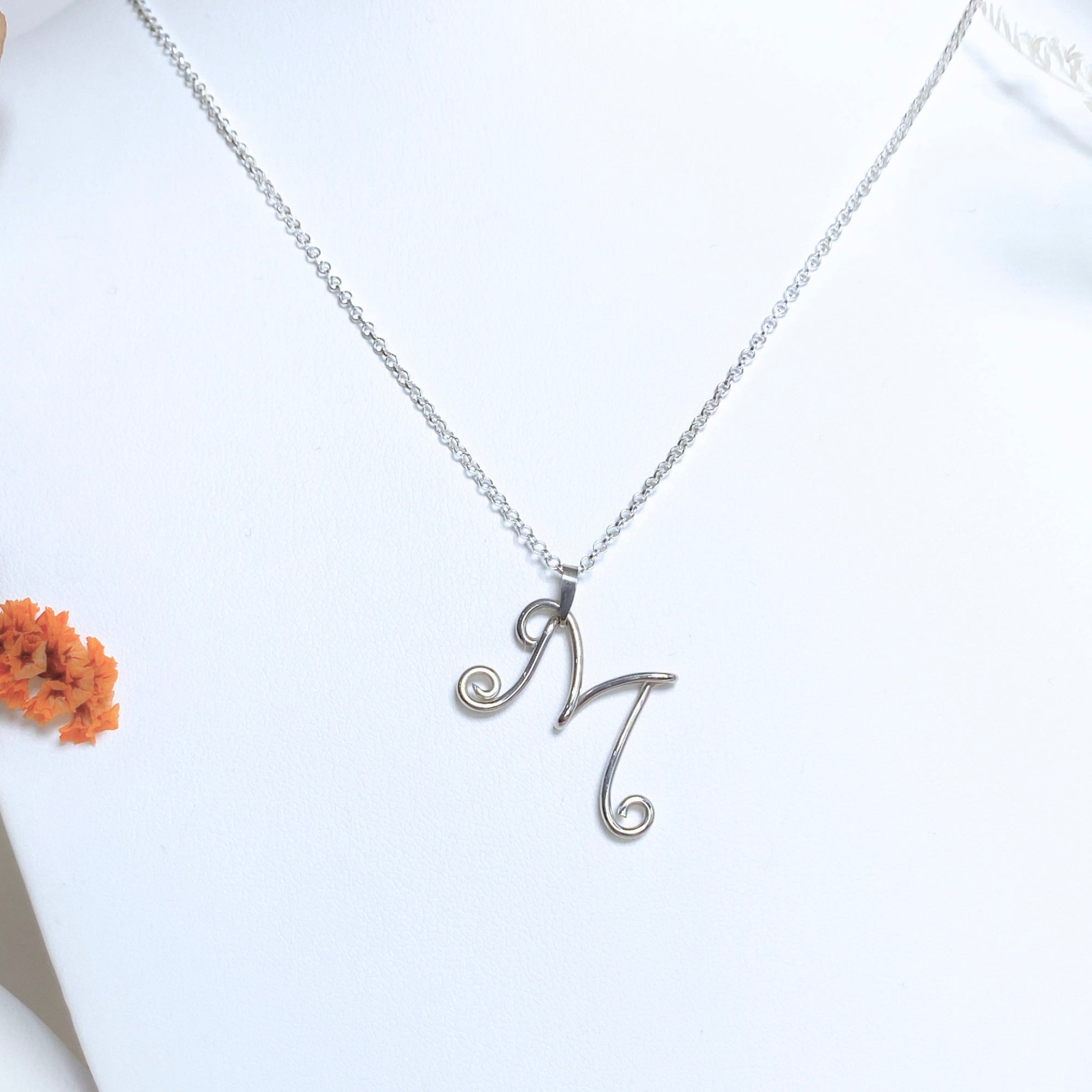 NEW Initial Letter Pendant | Sterling silver wire | Belcher chain necklace | Personal Custom Jewellery