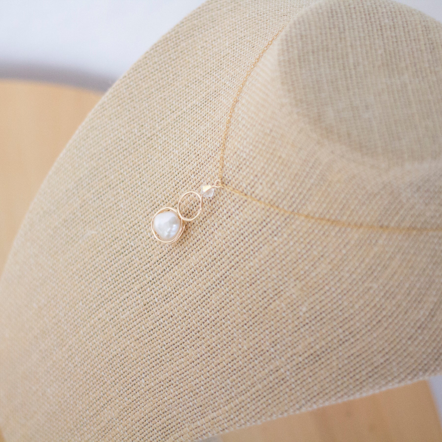 Gold Filled Baroque Pearl and Crystal Loop Pendant Necklace | Jewellery Gift Idea